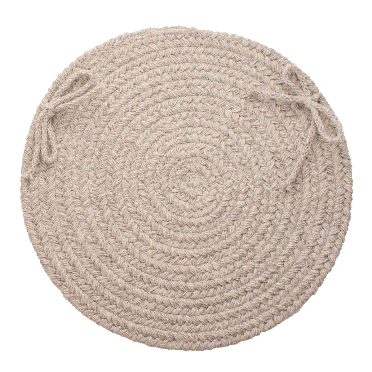 Pura Braided Chair Pad - Light Grey - 15 inch round with ties