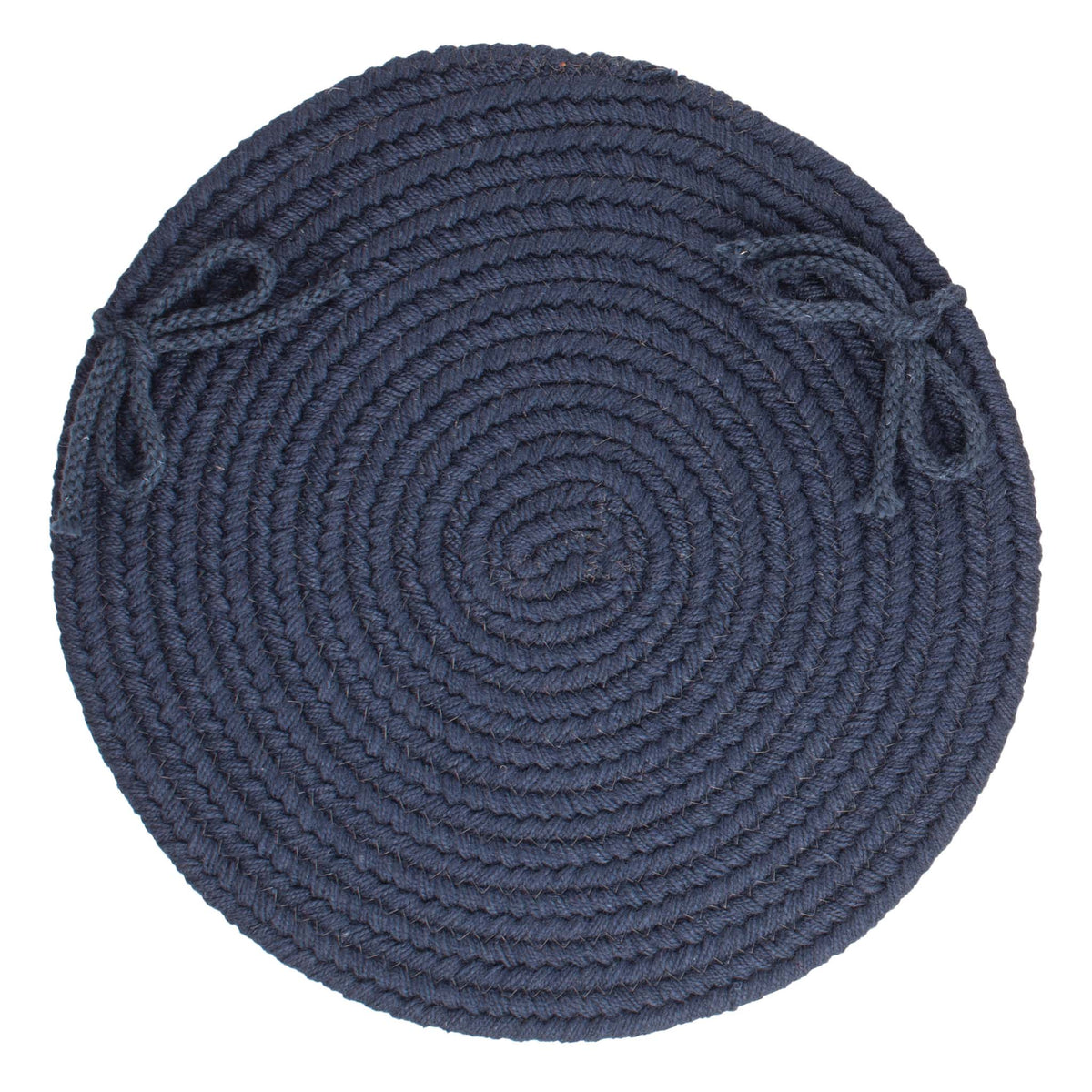 Pura Braided Chair Pad - Navy - 15 inch round with ties