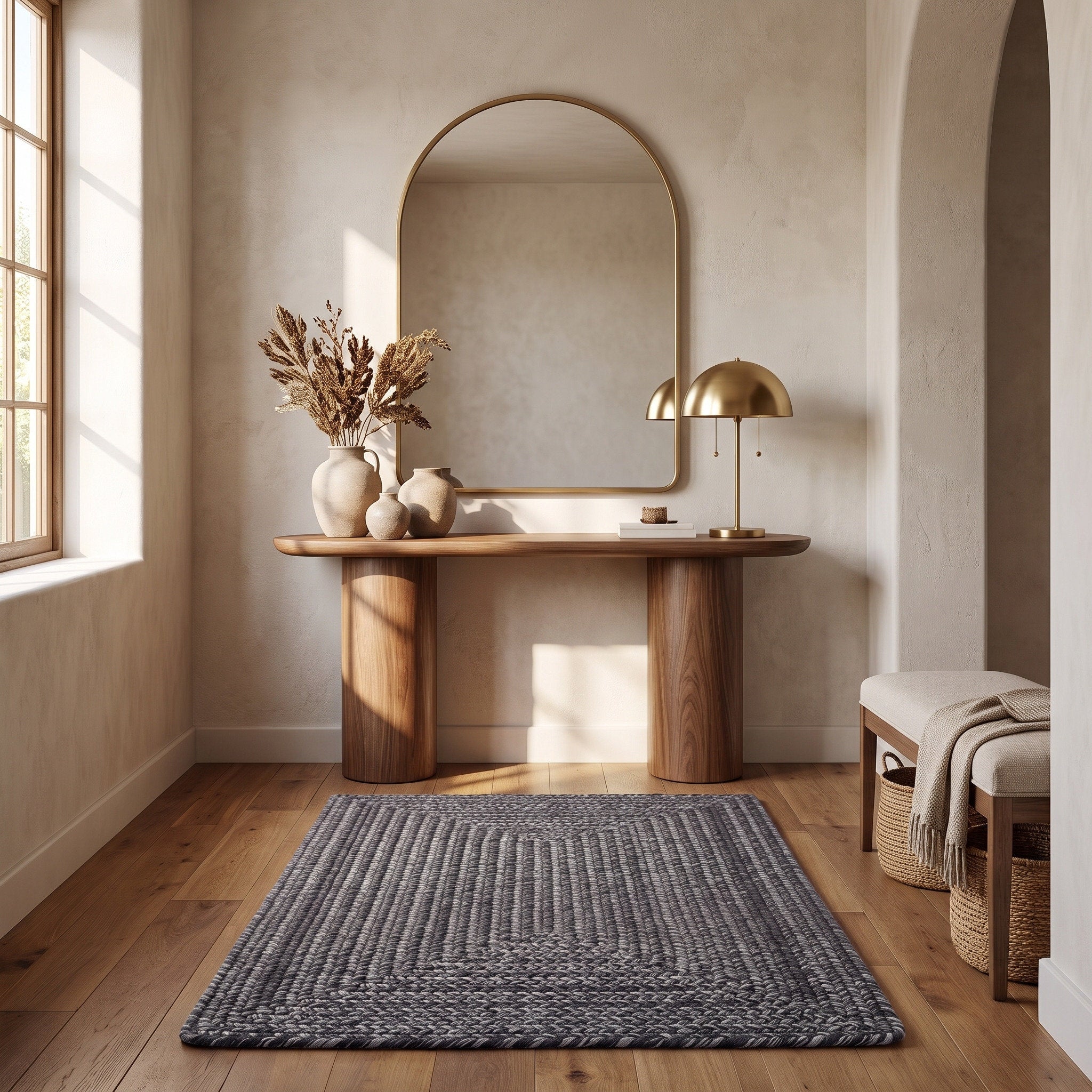 Angier Braided Indoor/Outdoor Rug - Charcoal Gray Rectangle 2' X 3' #shape_Rectangle