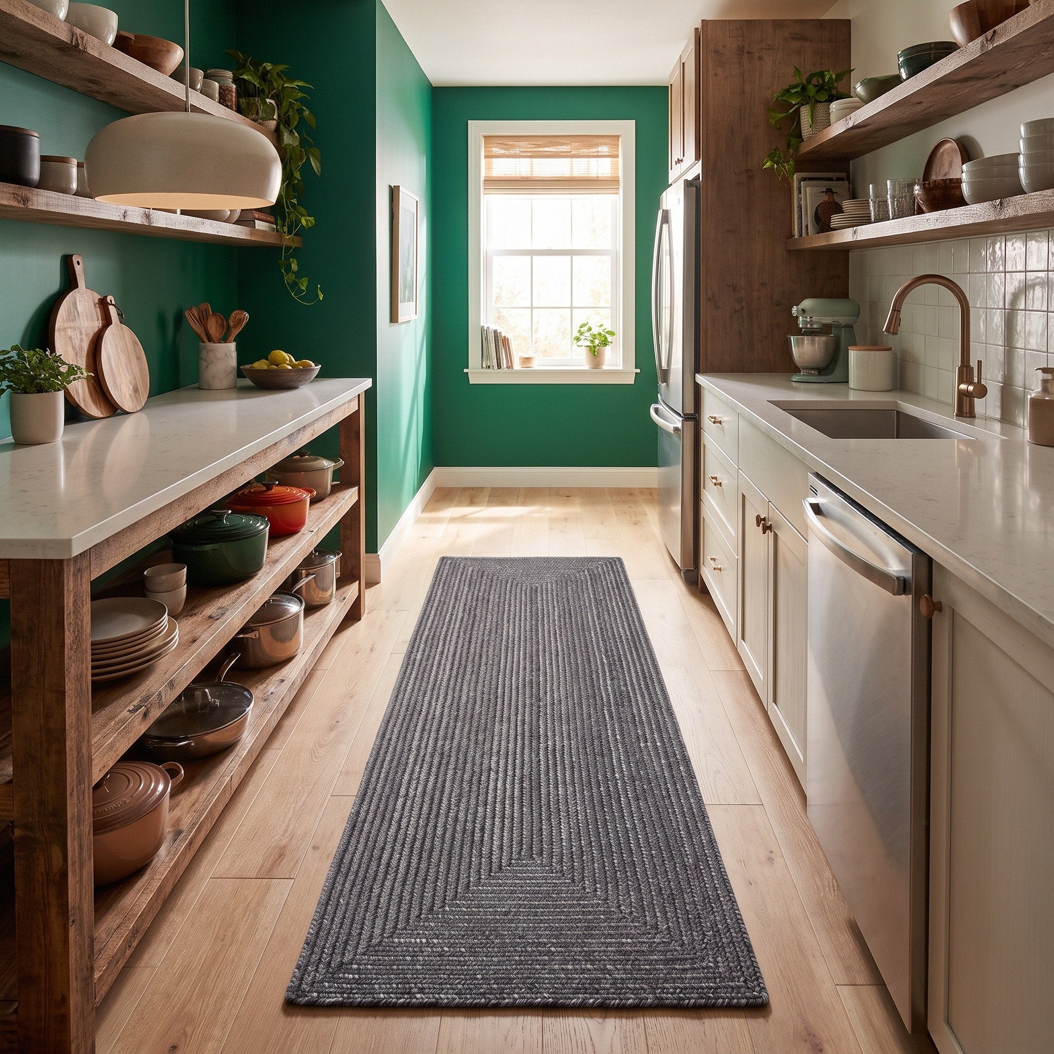 Angier Braided Indoor/Outdoor Rug - Charcoal Gray Rectangle 2' X 6' #shape_Rectangle
