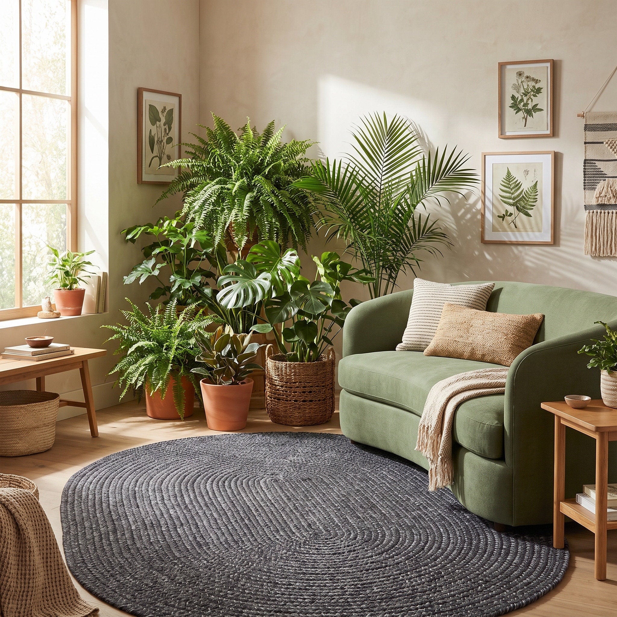 Angier Braided Indoor/Outdoor Rug - Charcoal Gray Oval 5' X 7' #shape_Oval