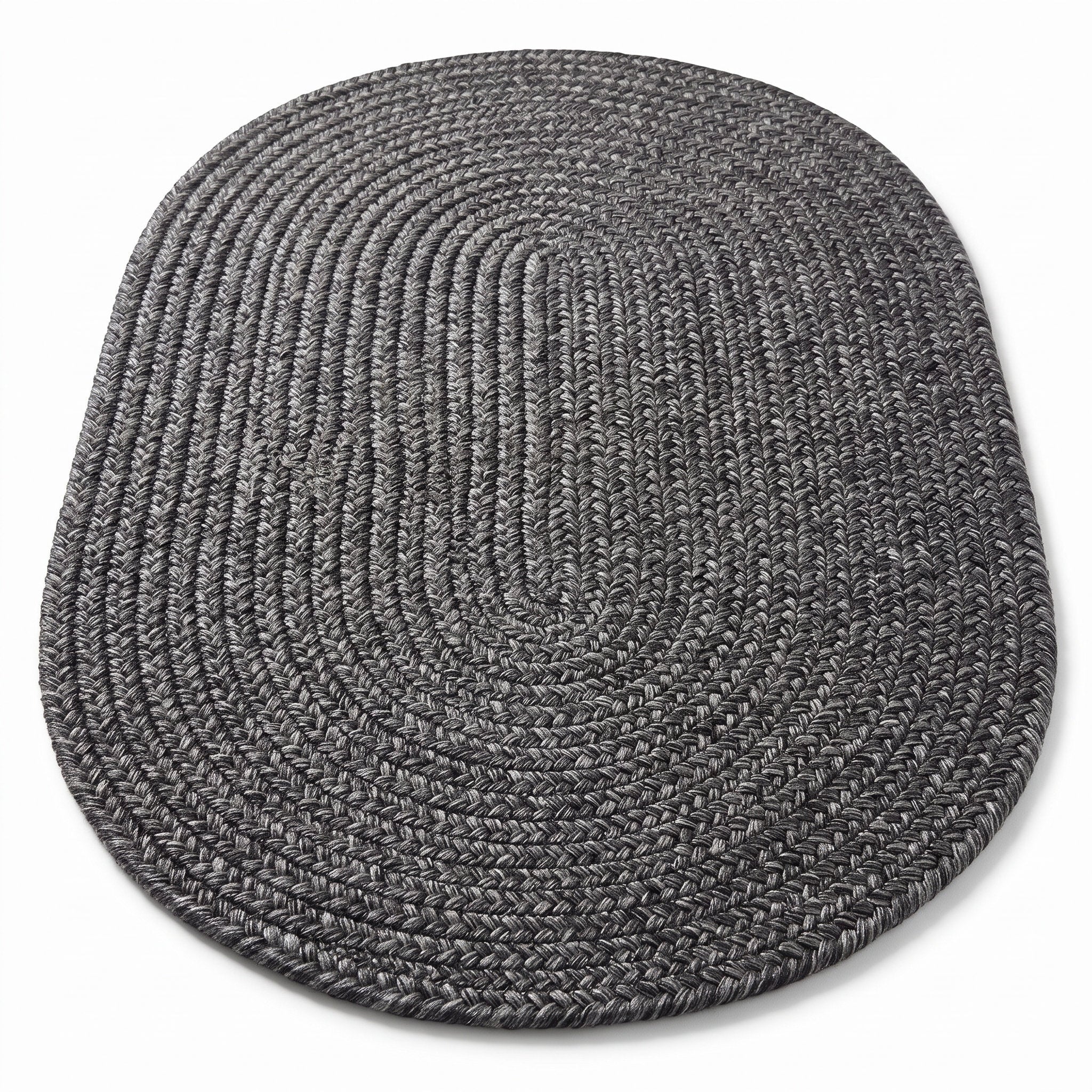 Angier Braided Indoor/Outdoor Rug - Charcoal Gray Oval 5' X 7' #shape_Oval