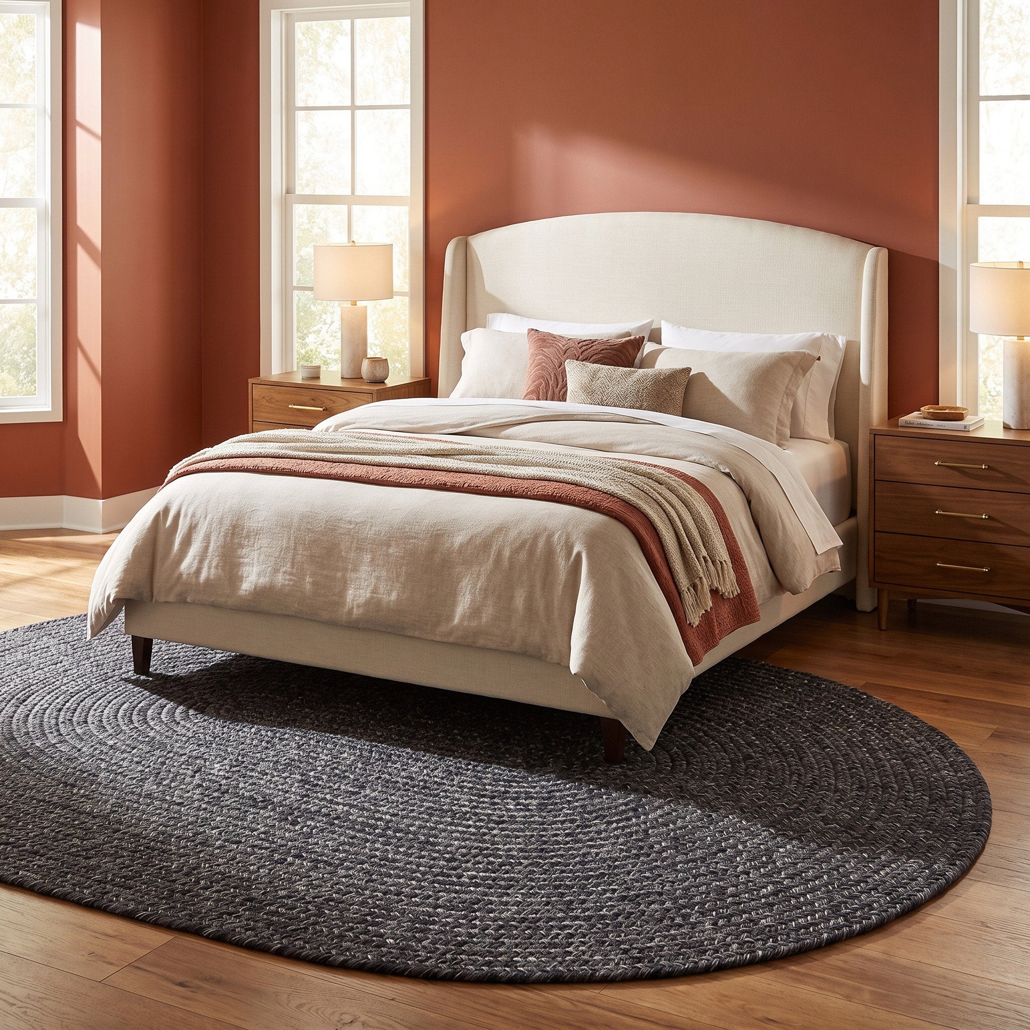 Angier Braided Indoor/Outdoor Rug - Charcoal Gray Oval 6' X 9' #shape_Oval