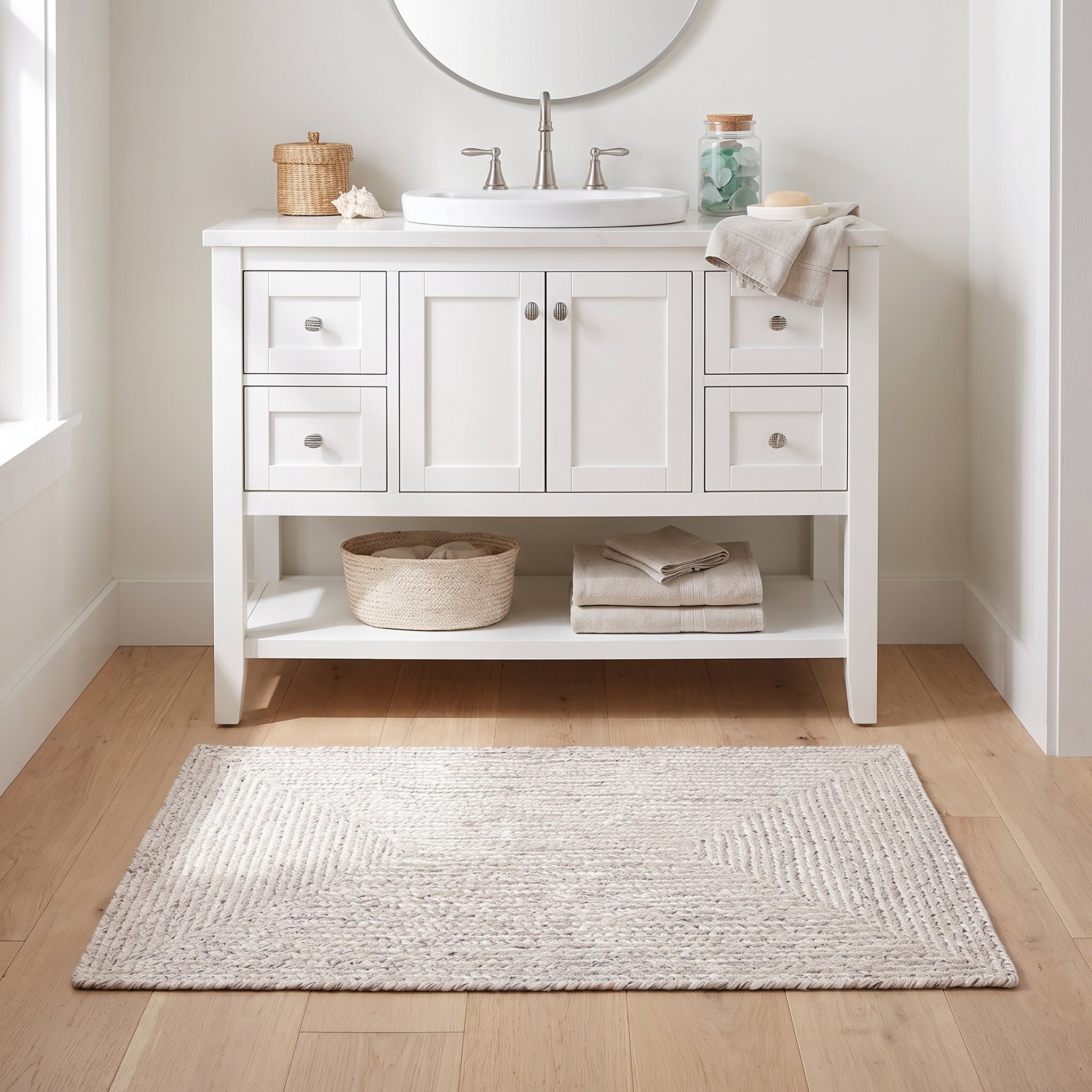Angier Braided Indoor/Outdoor Rug - Ivory / Gray Rectangle 2' X 3' #shape_Rectangle
