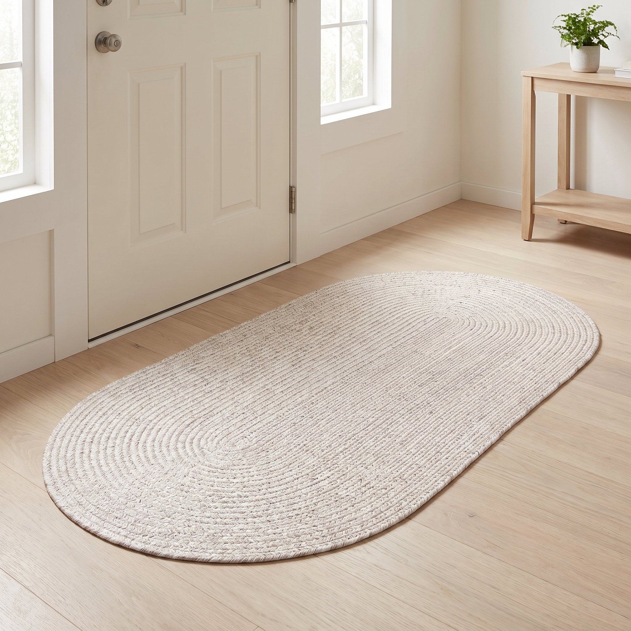 Angier Braided Indoor/Outdoor Rug - Ivory / Gray Oval 2' X 4' #shape_Oval