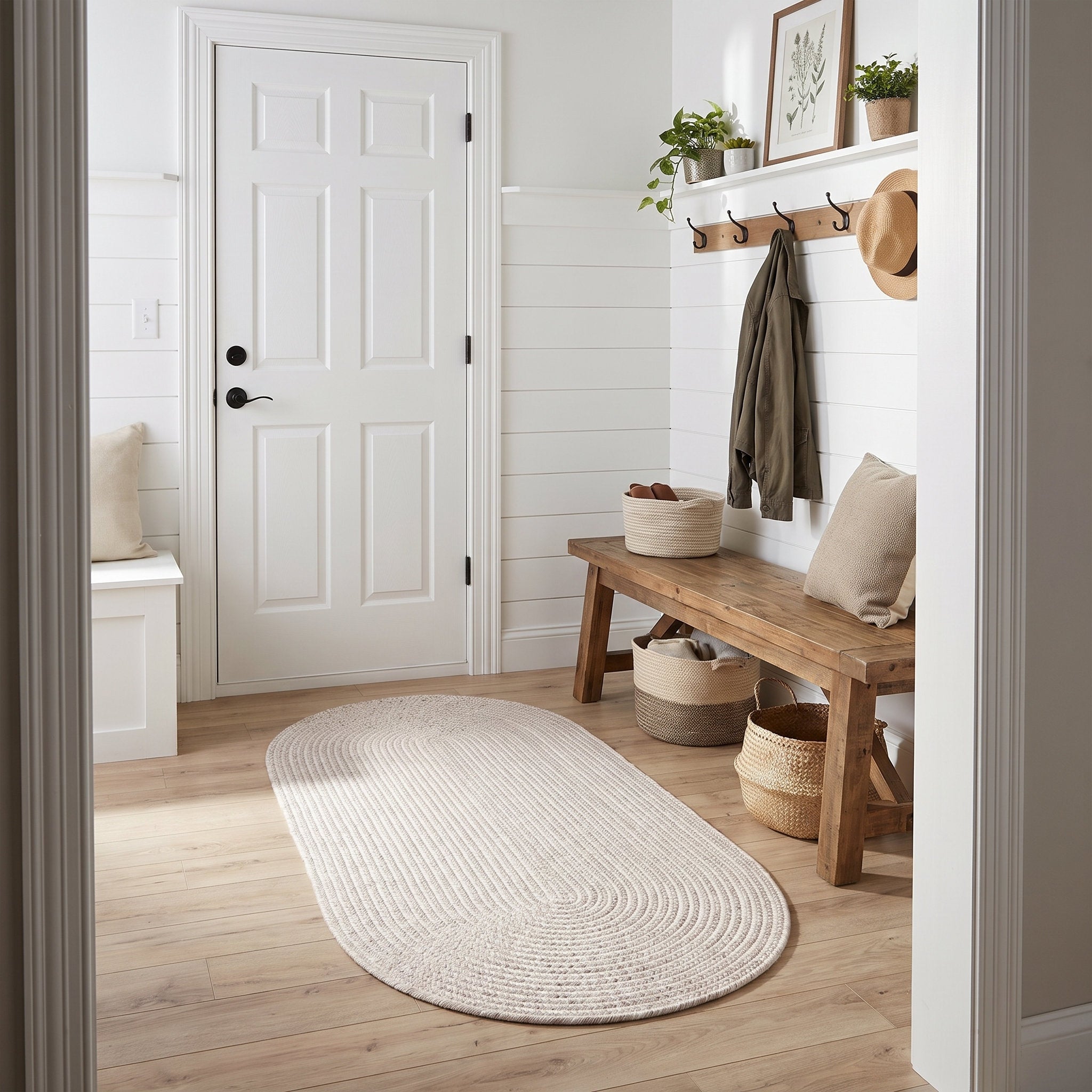 Angier Braided Indoor/Outdoor Rug - Ivory / Gray Oval 2' X 4' #shape_Oval