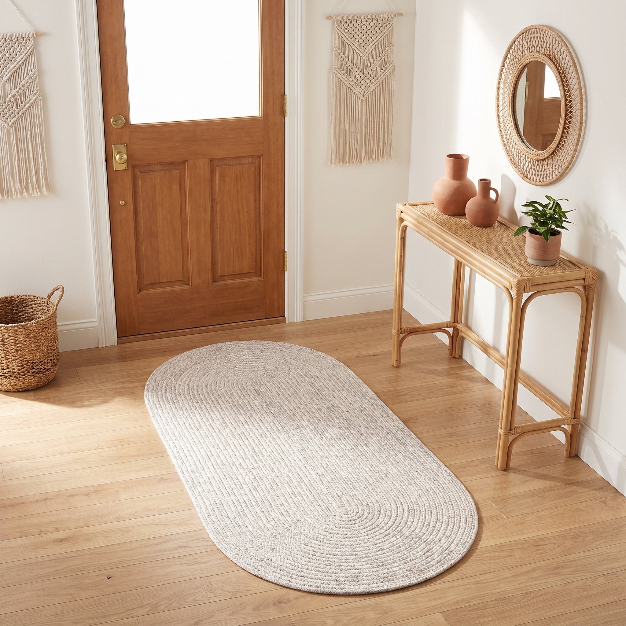 Angier Braided Indoor/Outdoor Rug - Ivory / Gray Oval 2' X 4' #shape_Oval