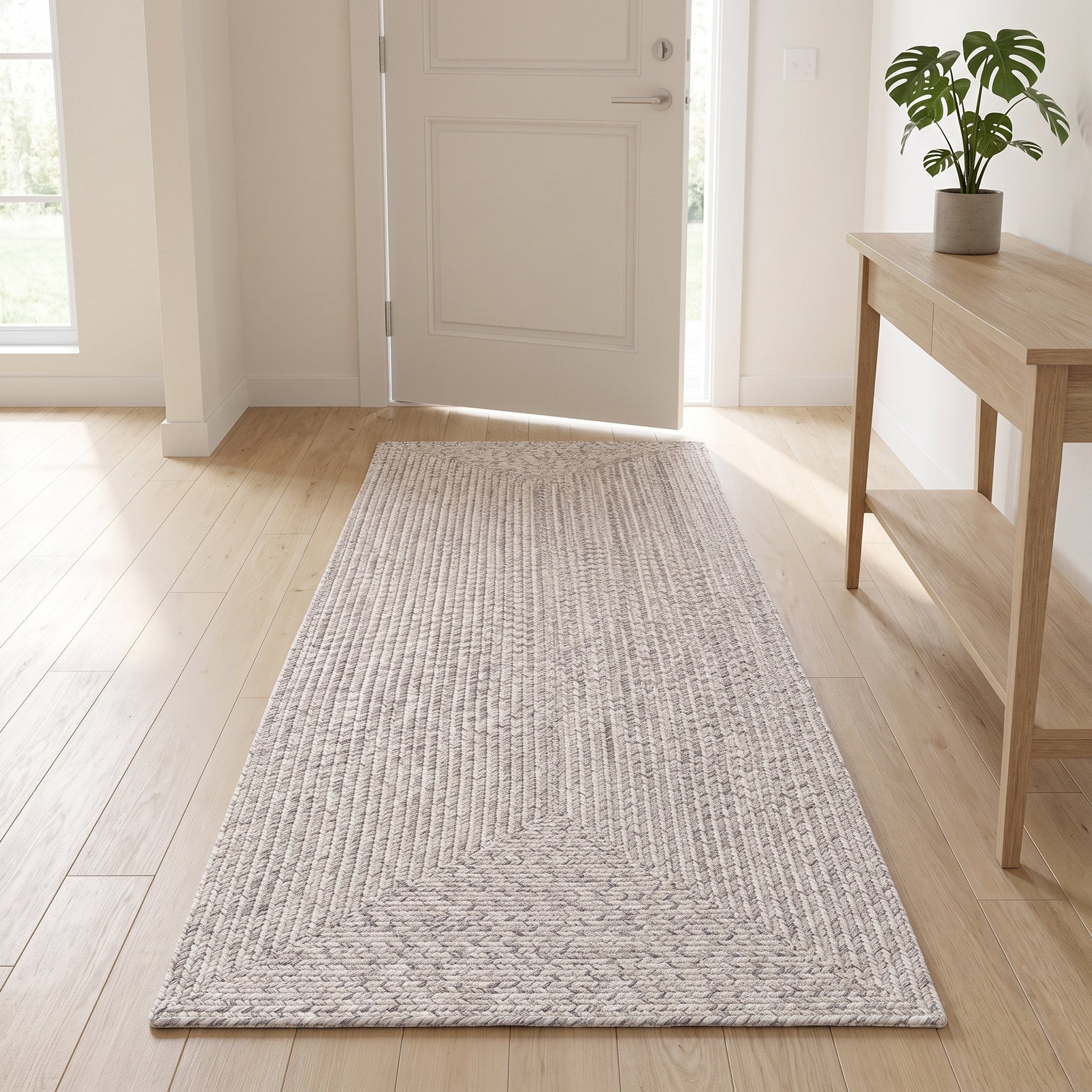 Angier Braided Indoor/Outdoor Rug - Ivory / Gray Rectangle 2' X 4' #shape_Rectangle