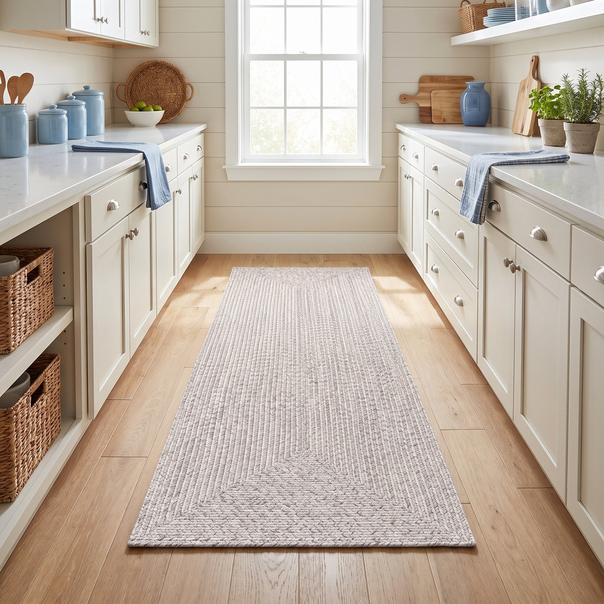 Angier Braided Indoor/Outdoor Rug - Ivory / Gray Rectangle 2' X 6' #shape_Rectangle