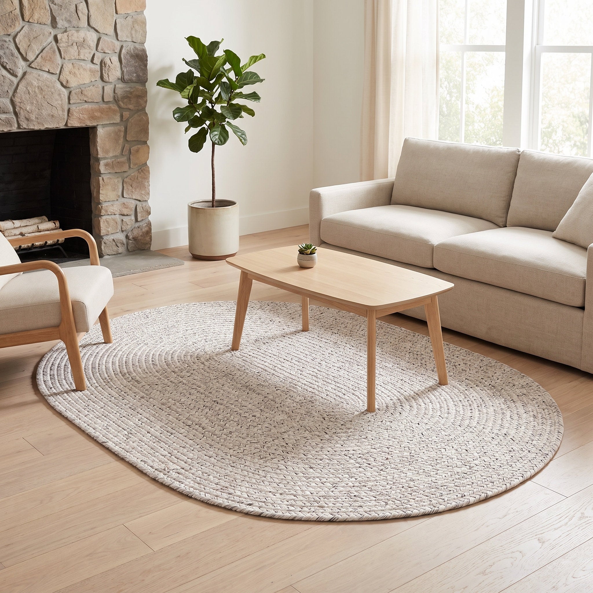 Angier Braided Indoor/Outdoor Rug - Ivory / Gray Oval 5' X 7' #shape_Oval