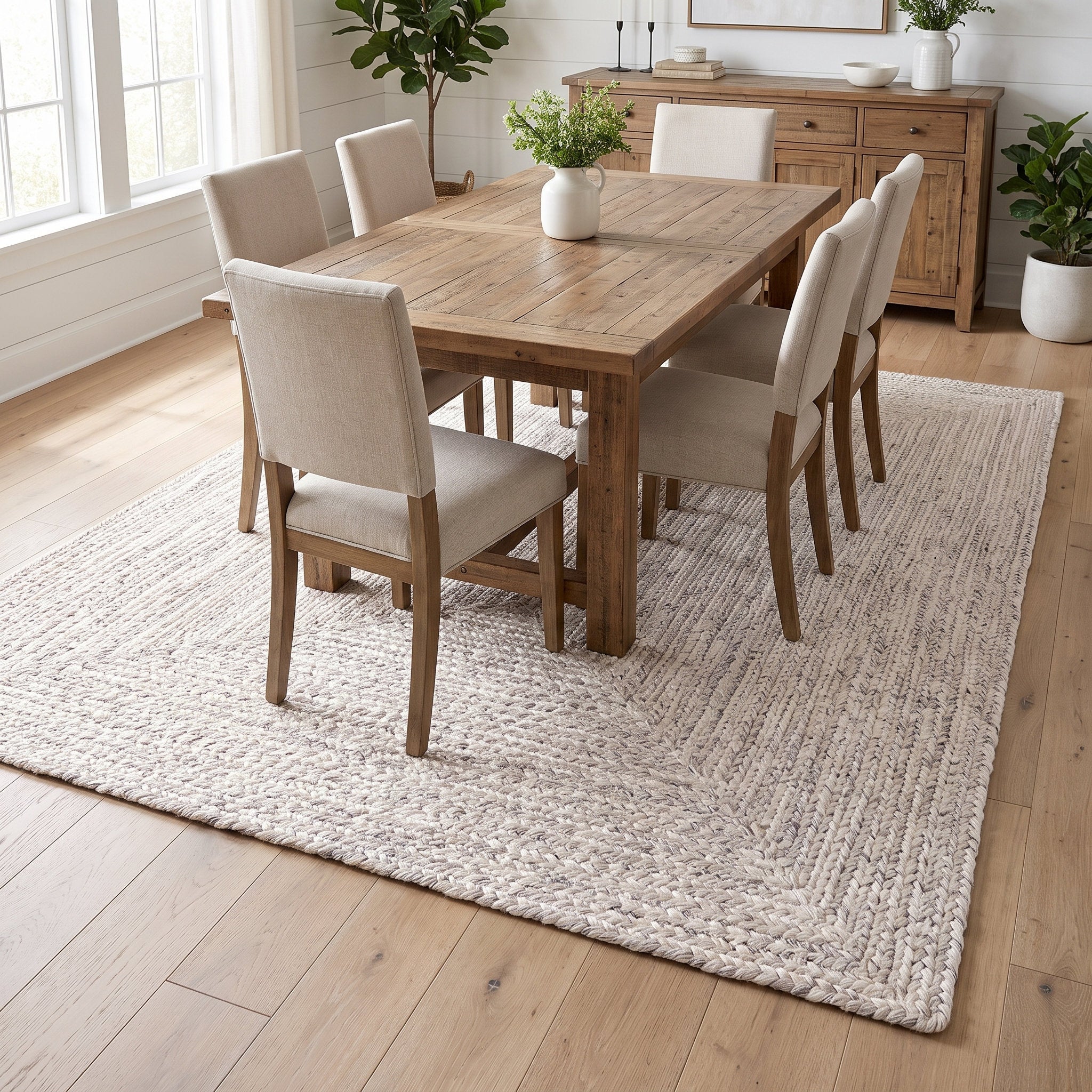Angier Braided Indoor/Outdoor Rug - Ivory / Gray Rectangle 6' X 9' #shape_Rectangle