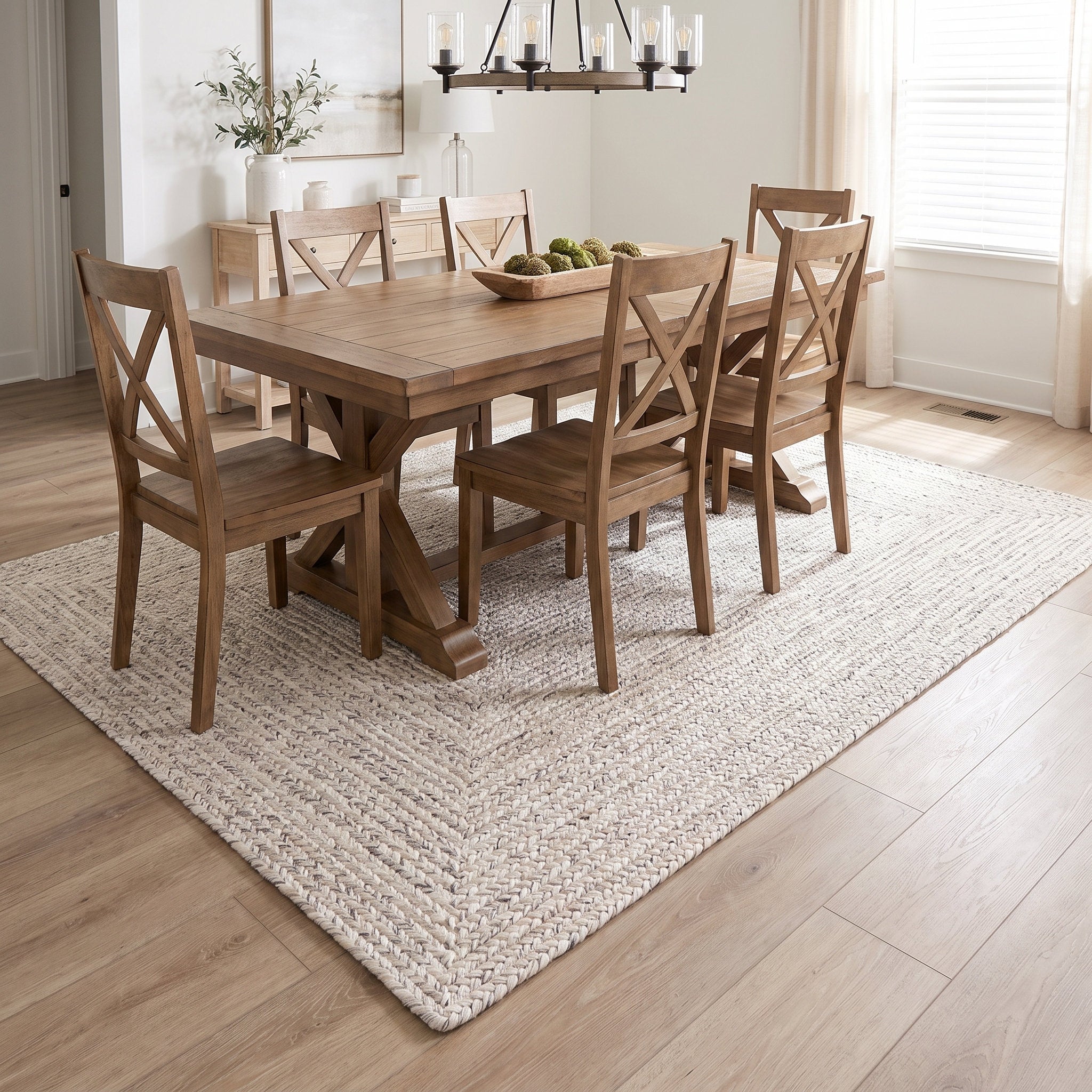 Angier Braided Indoor/Outdoor Rug - Ivory / Gray Rectangle 8' X 10' #shape_Rectangle