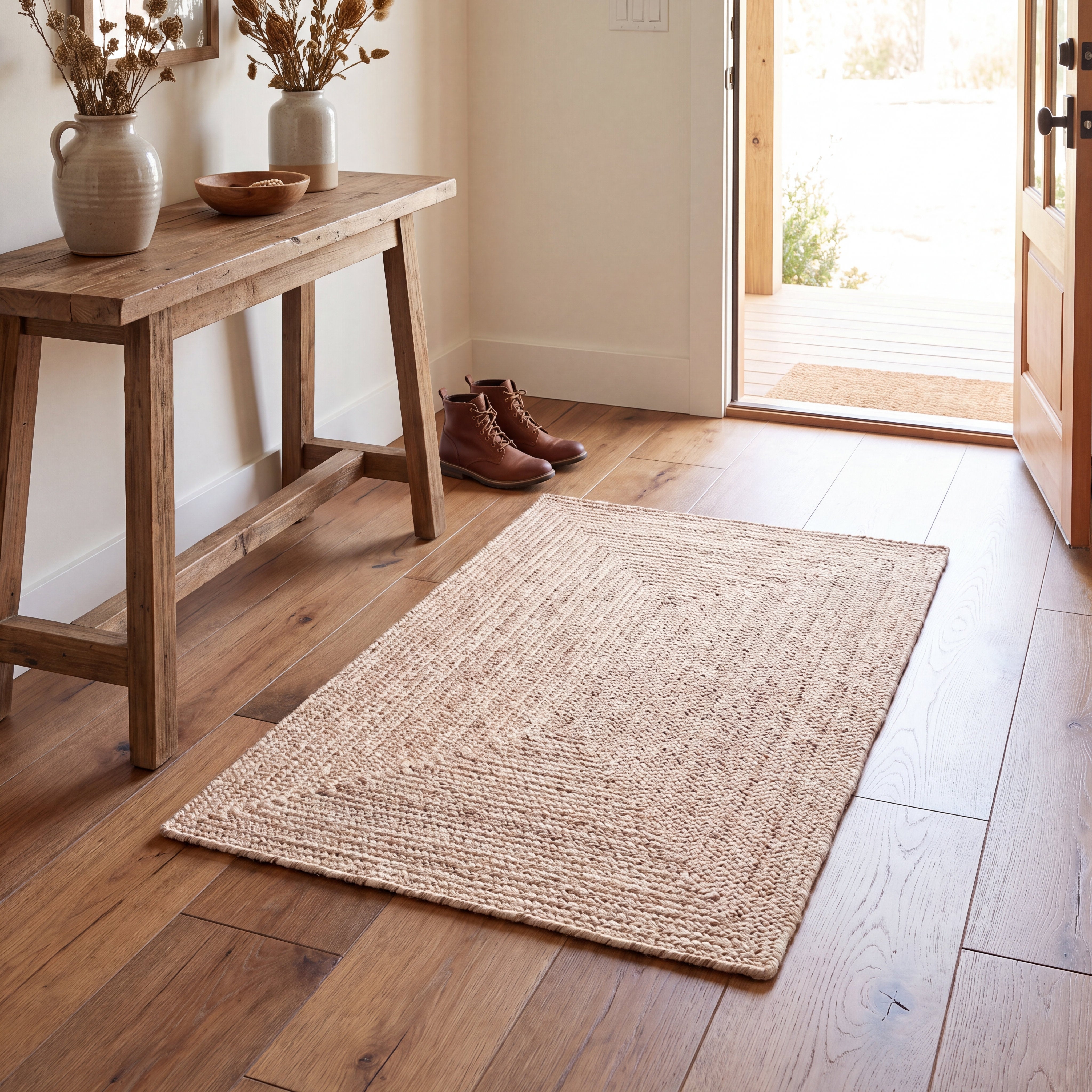Angier Braided Indoor/Outdoor Rug - Oatmeal Beige Rectangle 2' X 3' #shape_Rectangle