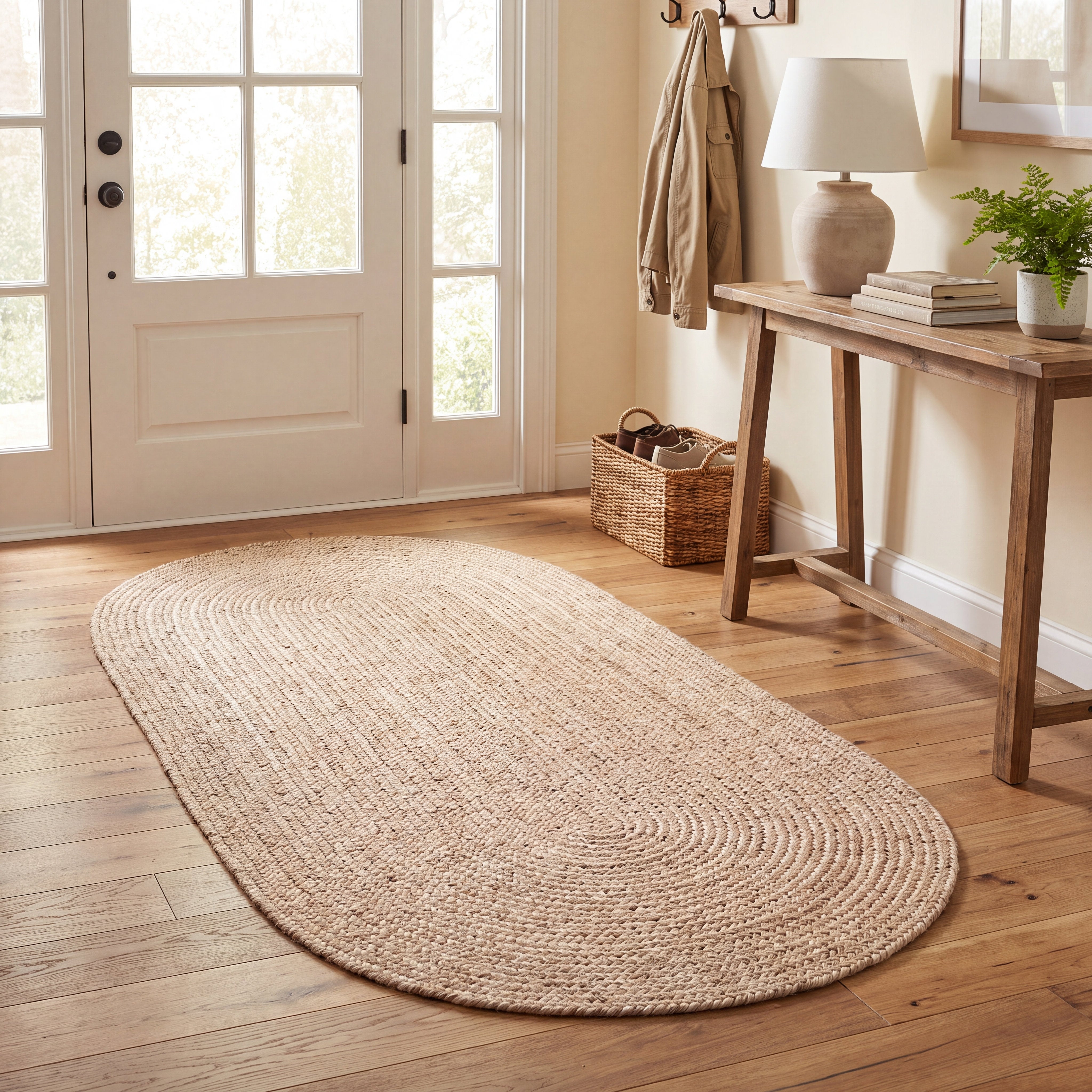 Angier Braided Indoor/Outdoor Rug - Oatmeal Beige Oval 2' X 4' #shape_Oval