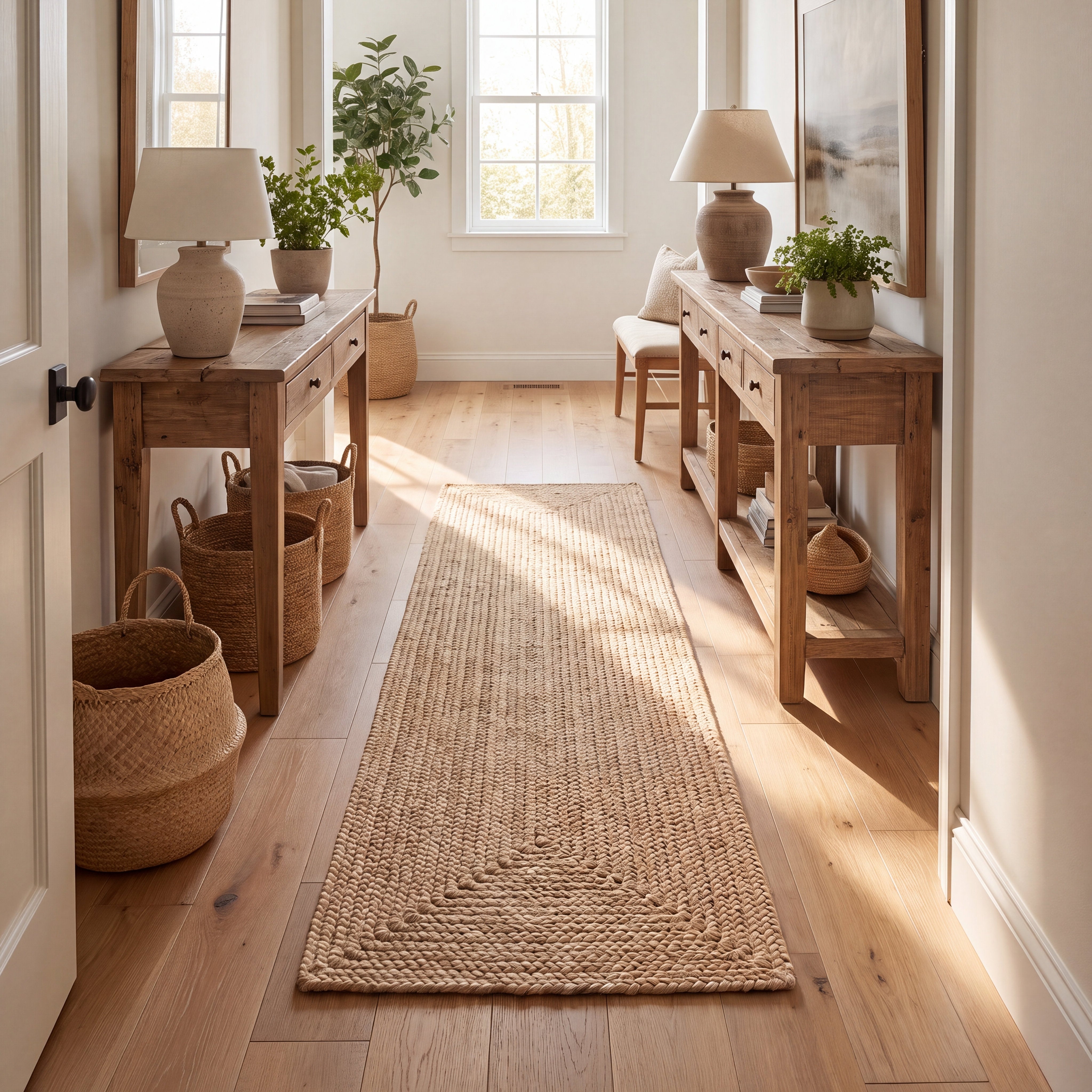 Angier Braided Indoor/Outdoor Rug - Oatmeal Beige Rectangle 2' X 6' #shape_Rectangle