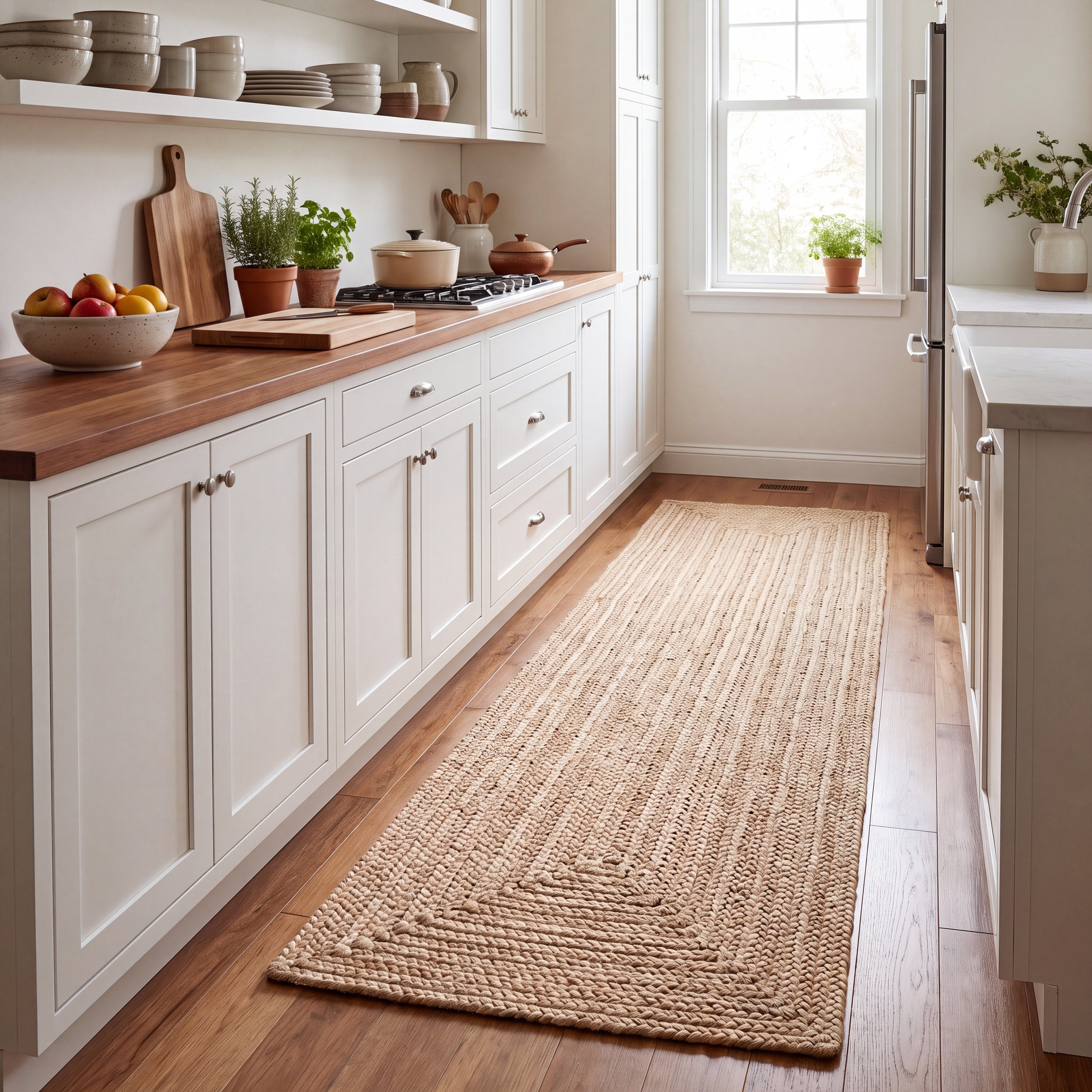 Angier Braided Indoor/Outdoor Rug - Oatmeal Beige Rectangle 2' X 6' #shape_Rectangle