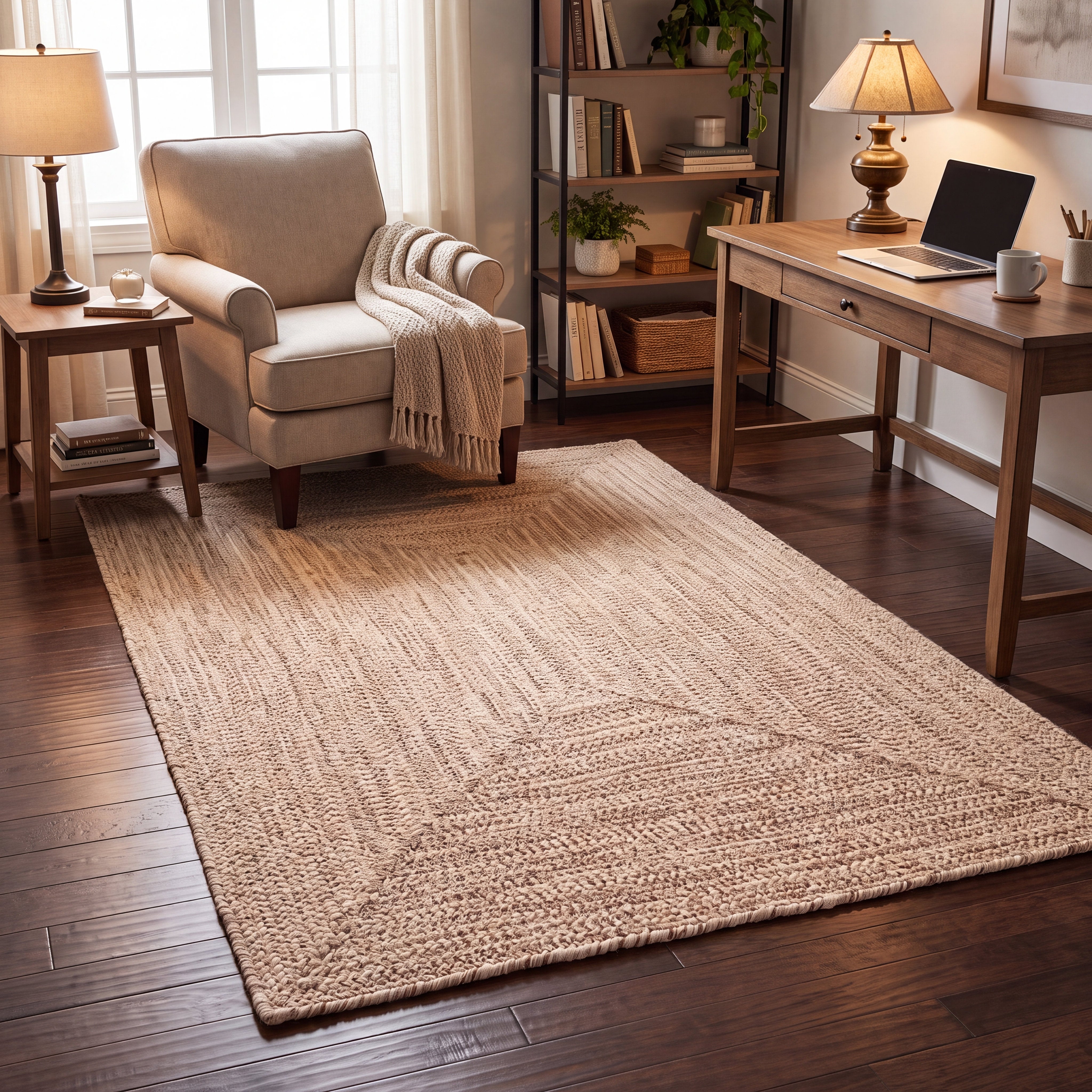 Angier Braided Indoor/Outdoor Rug - Oatmeal Beige Rectangle 4' X 6' #shape_Rectangle