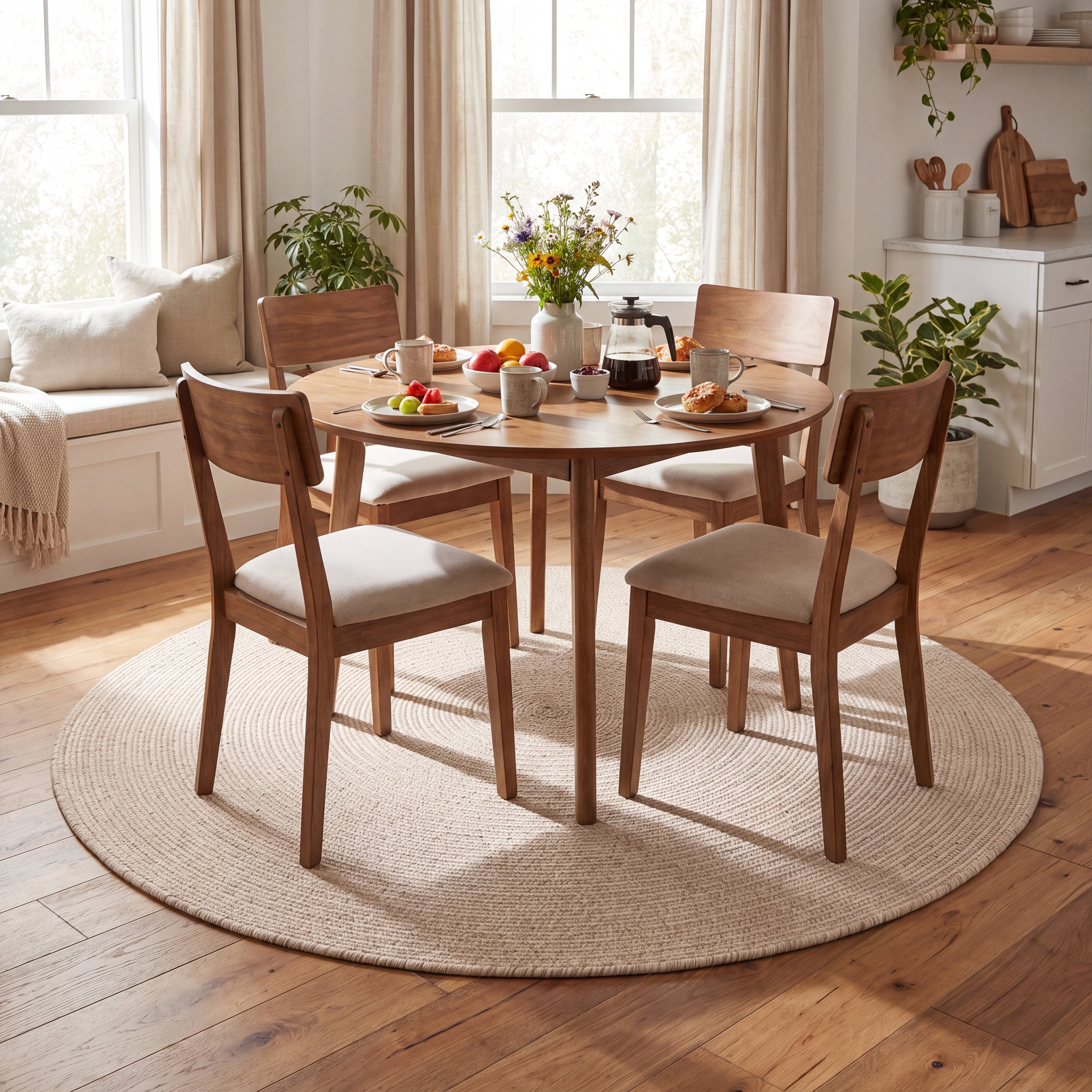 Angier Braided Indoor/Outdoor Rug - Oatmeal Beige Round 5' Round #shape_Round