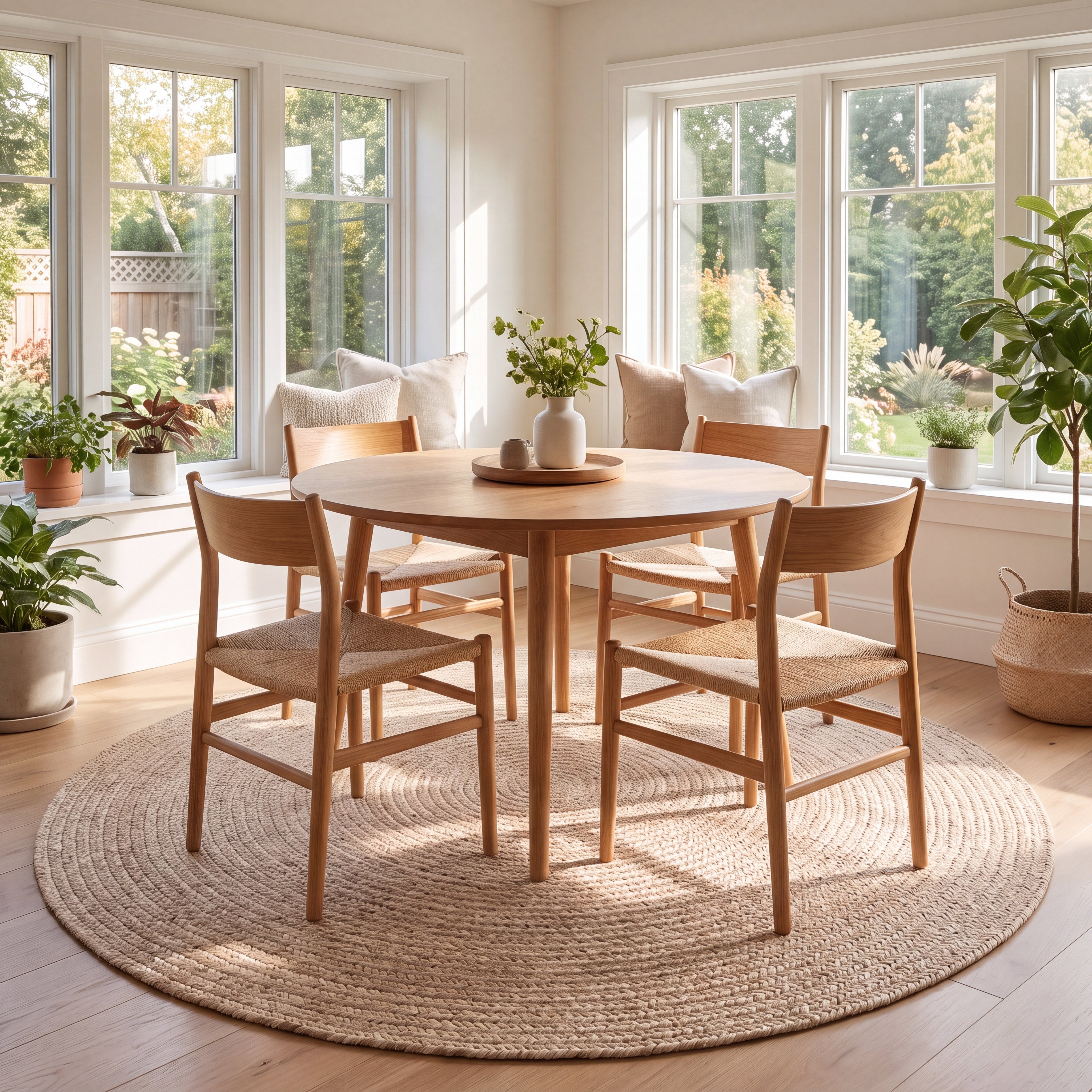 Angier Braided Indoor/Outdoor Rug - Oatmeal Beige Round 5' Round #shape_Round