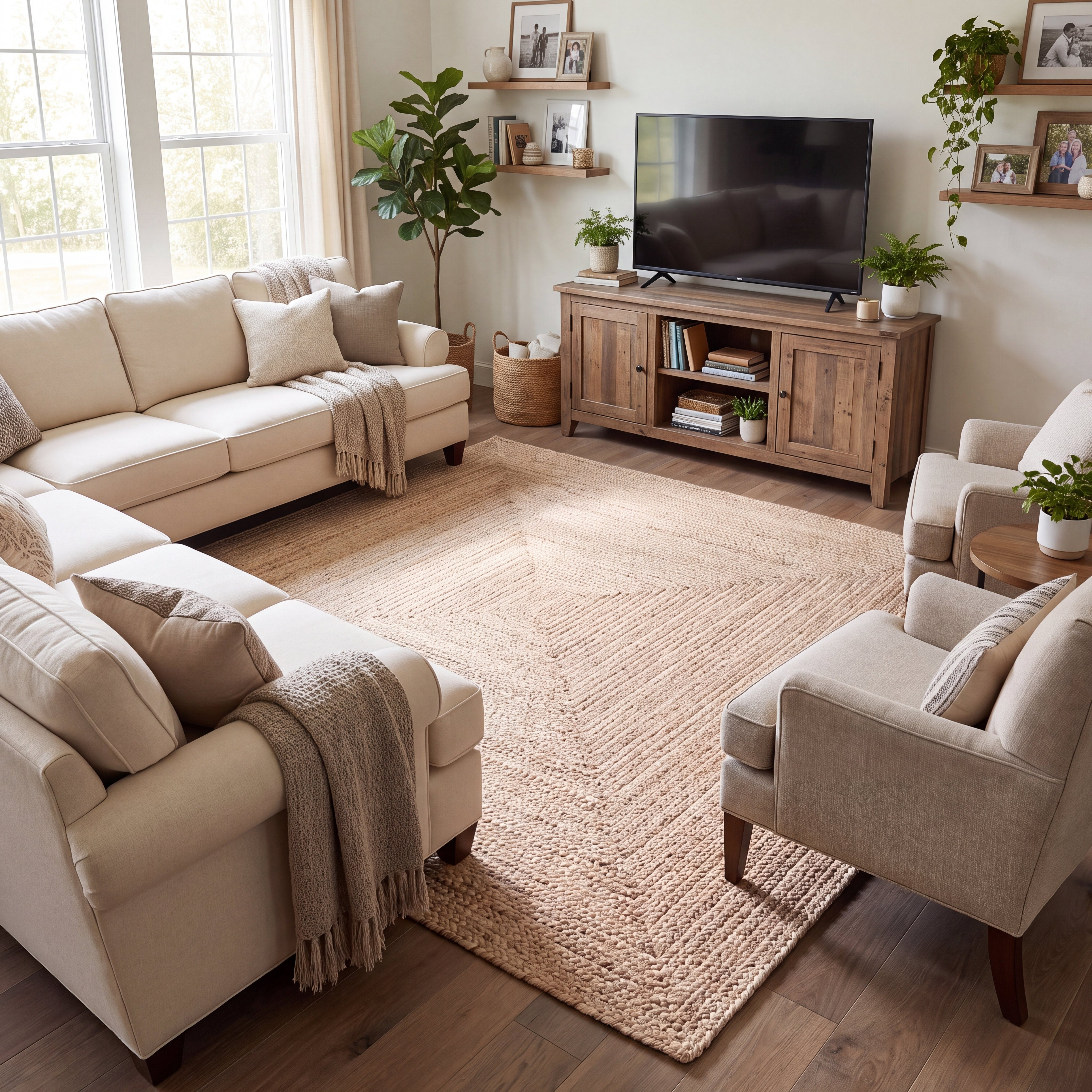Angier Braided Indoor/Outdoor Rug - Oatmeal Beige Rectangle 6' X 9' #shape_Rectangle