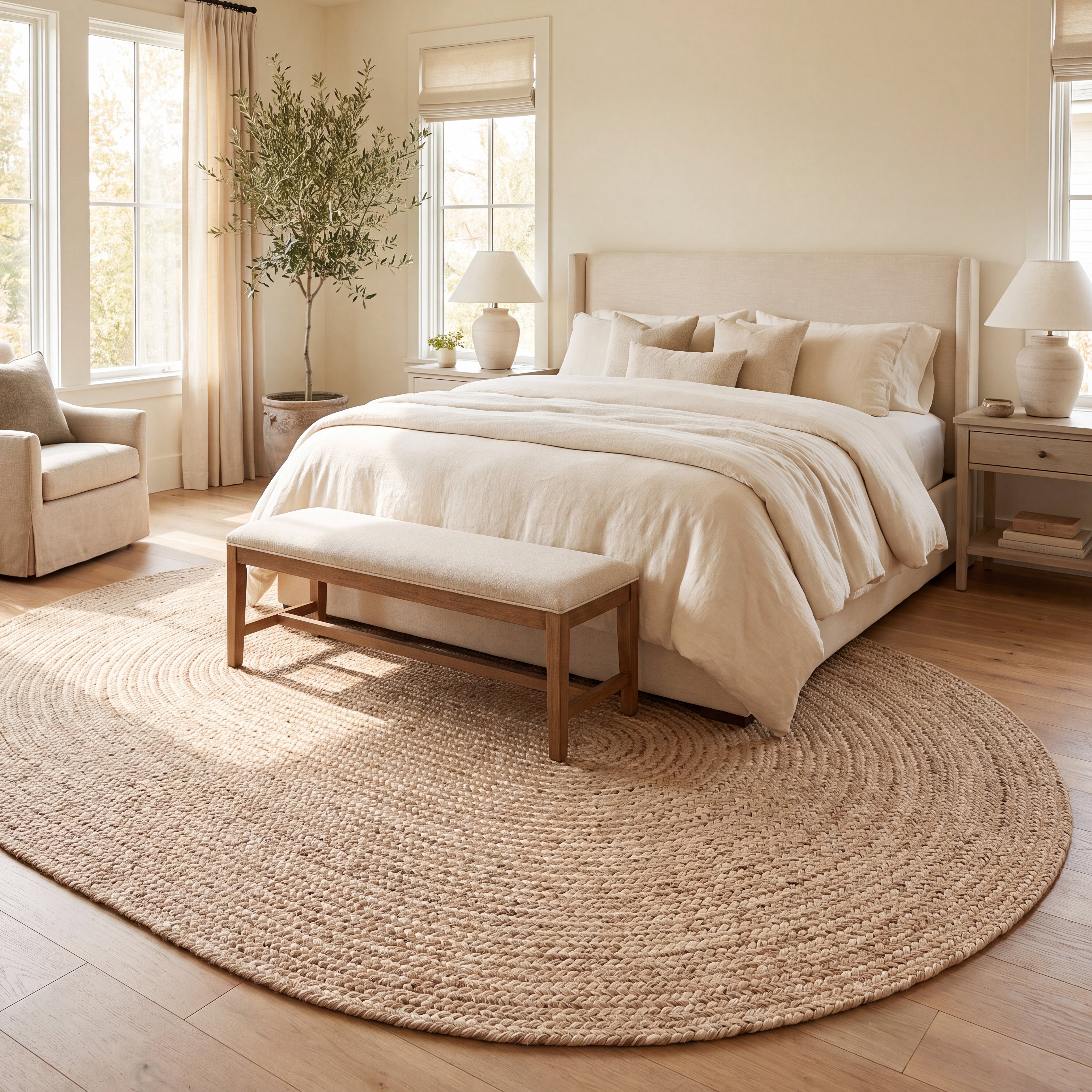 Angier Braided Indoor/Outdoor Rug - Oatmeal Beige Oval 8' X 10' #shape_Oval