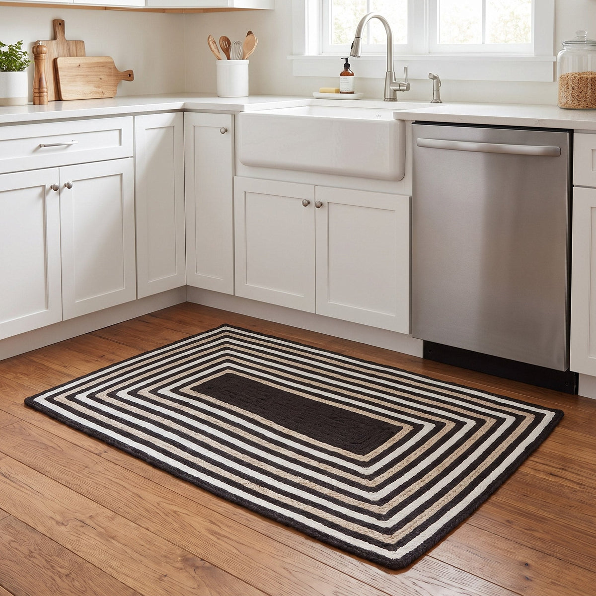 Varina Cotton Braided Rug - Black Rectangle 3' x 5' #shape_rectangle