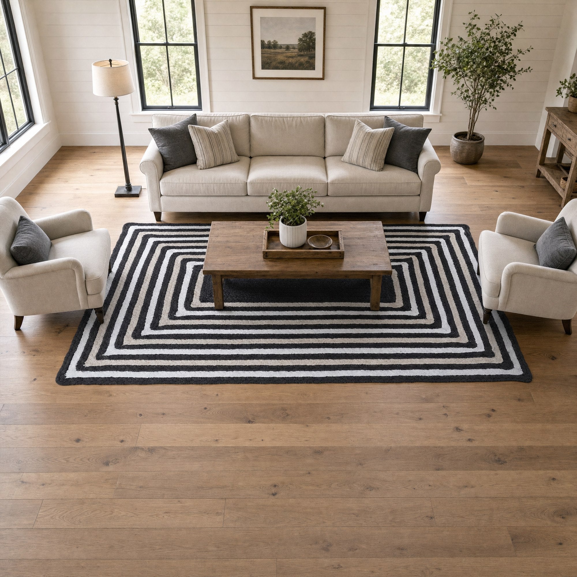 Varina Cotton Braided Rug - Black Rectangle 5' x 7' #shape_rectangle