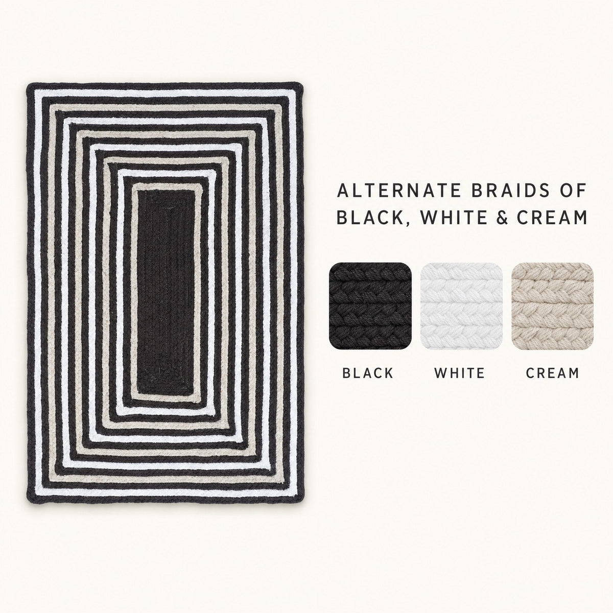 Varina Cotton Braided Rug - Black Rectangle 5' x 7' #_shape=Rectangle