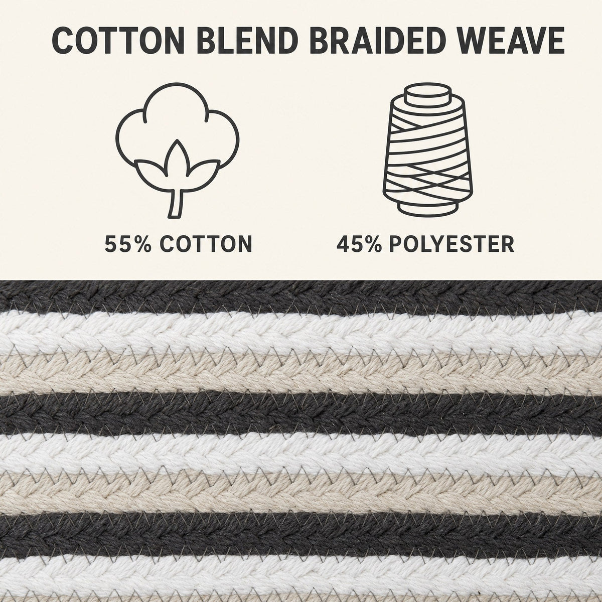 Varina Cotton Braided Rug - Black Rectangle 5' x 7' #_shape=Rectangle