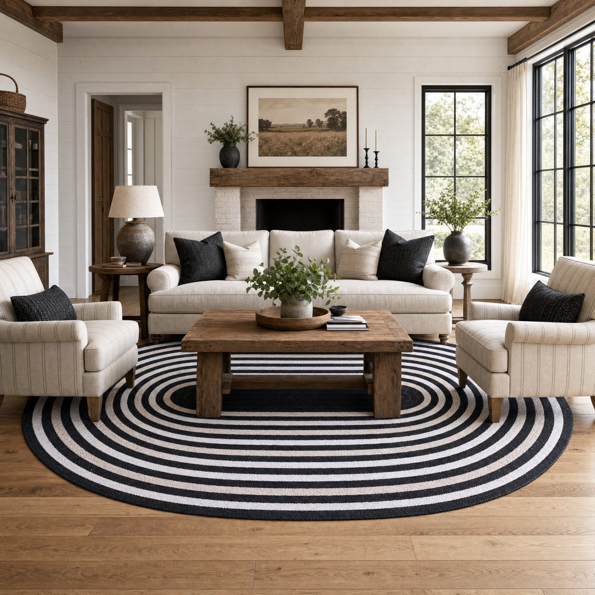 Varina Cotton Braided Rug - Black Oval 6' x 9' #shape_oval
