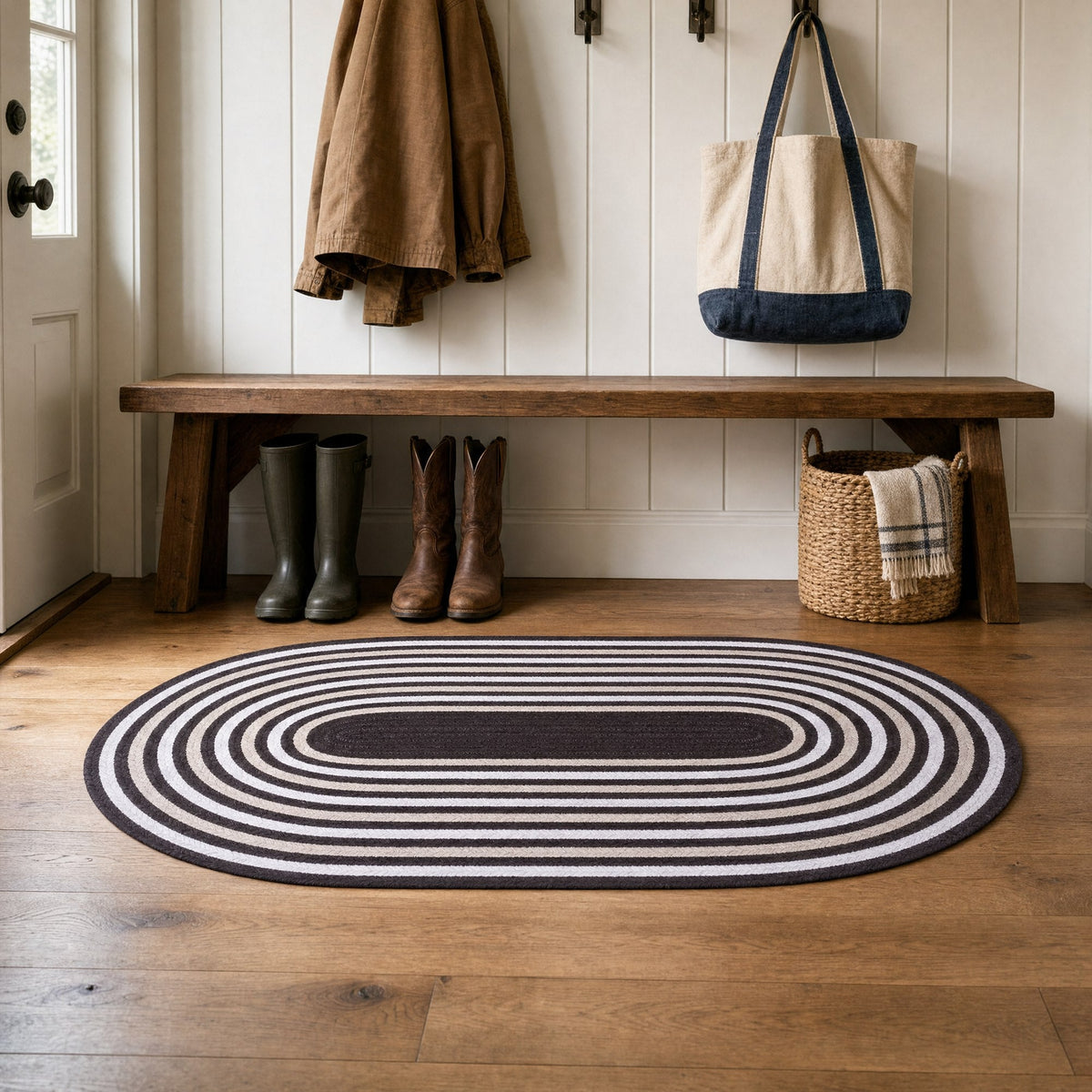 Varina Cotton Braided Rug - Brown Oval 2' x 4' #shape_oval