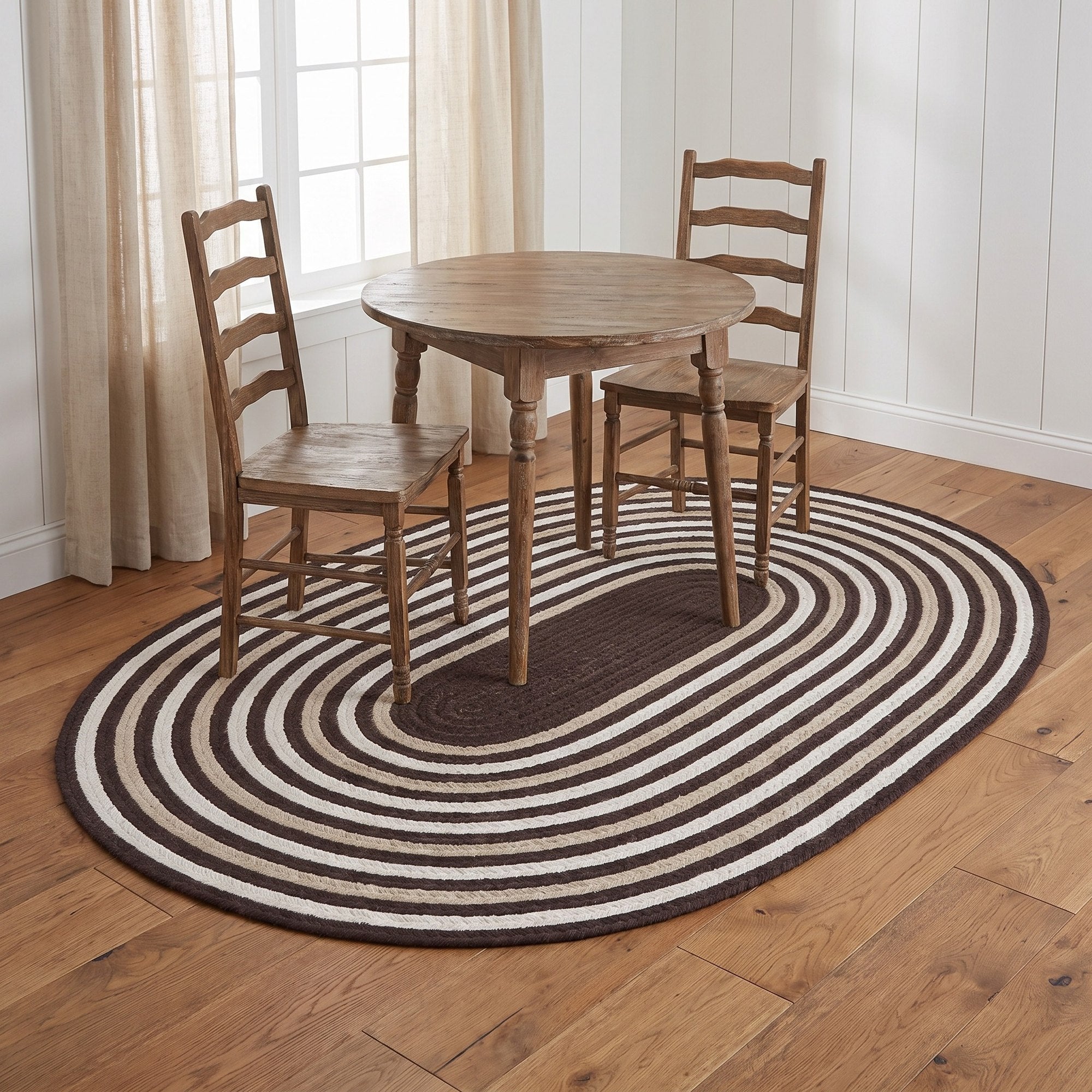 Varina Cotton Braided Rug - Brown Oval 4' x 6' #shape_oval