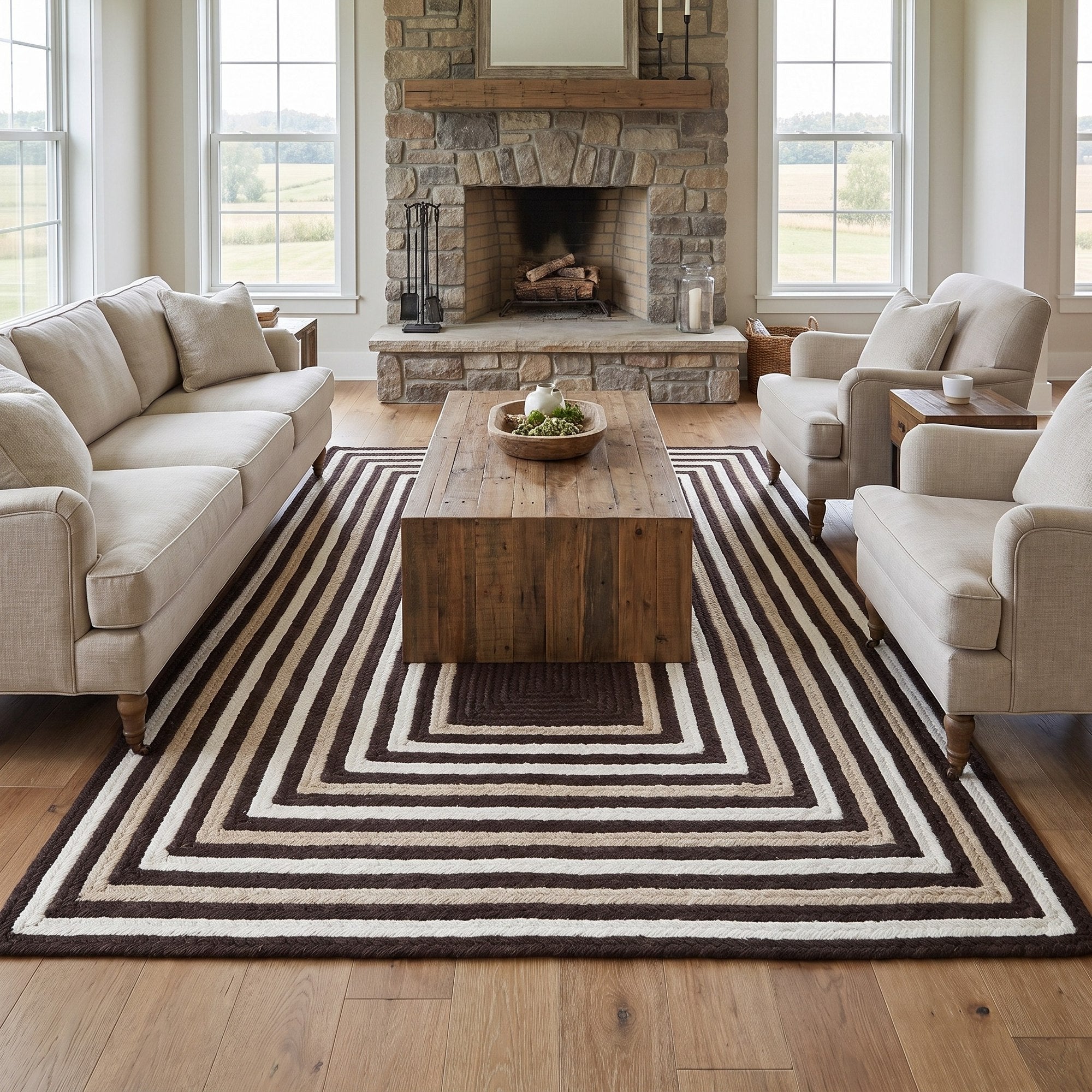 Varina Cotton Braided Rug - Brown Rectangle 6' x 9' #shape_rectangle