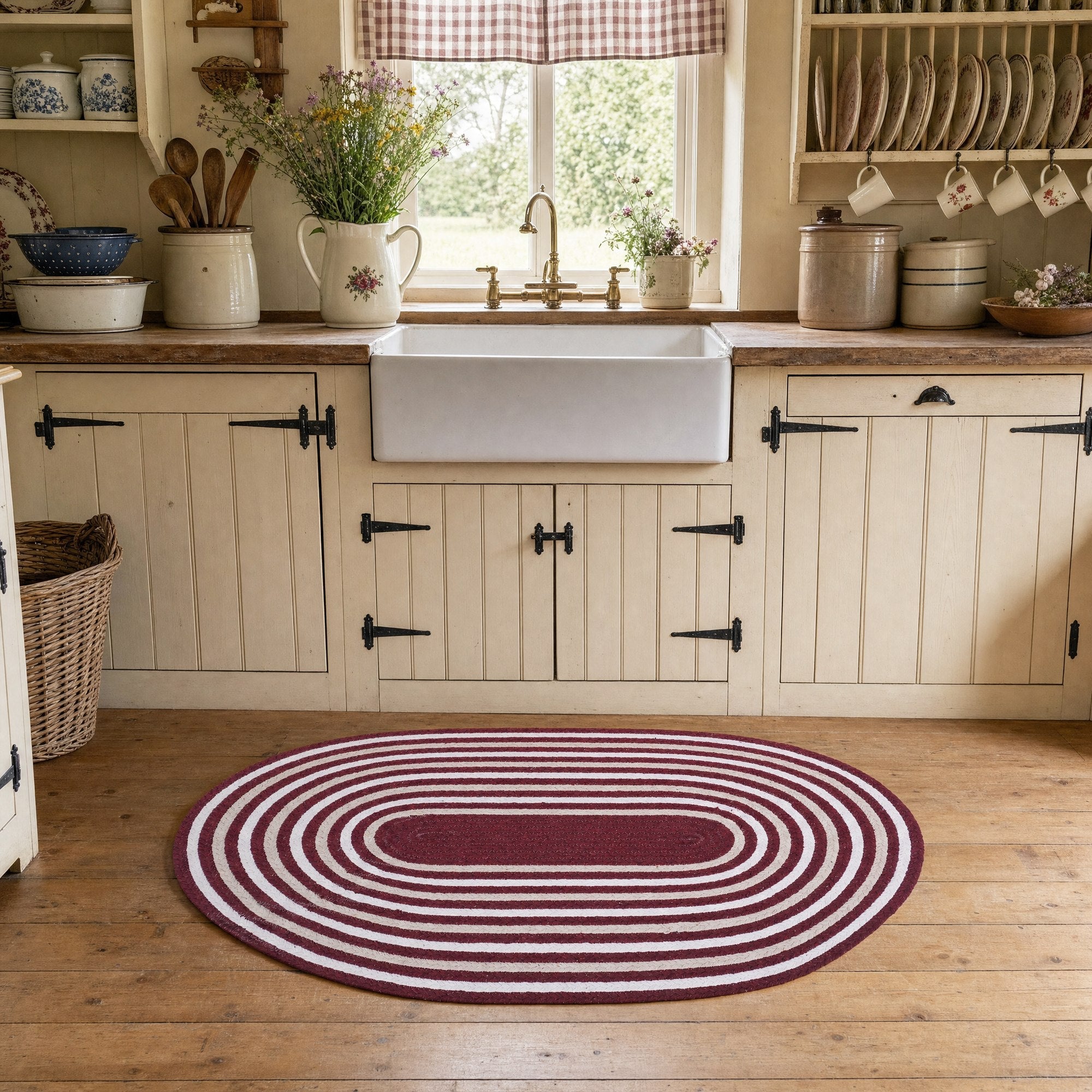Varina Cotton Braided Rug - Burgundy Oval 2' x 3' #shape_oval