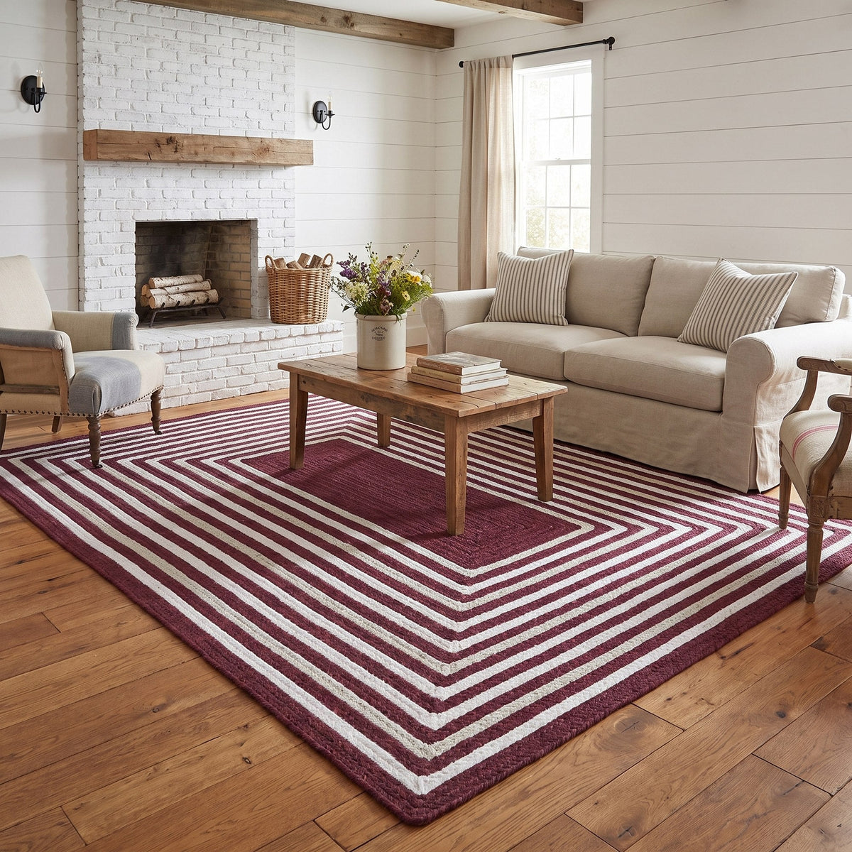 Varina Cotton Braided Rug - Burgundy Rectangle 6' x 9' #shape_rectangle