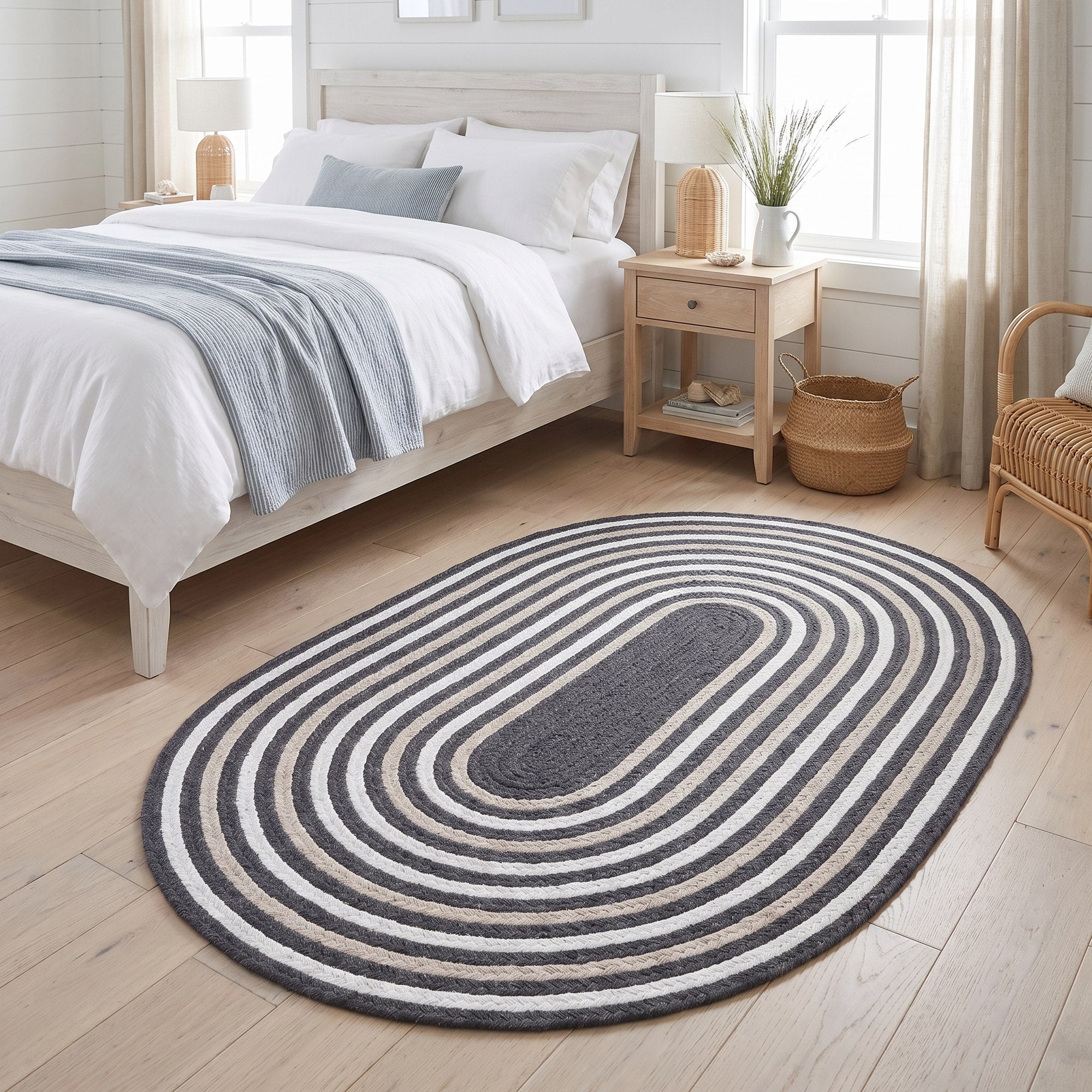 Varina Cotton Braided Rug - Charcoal Oval 4' x 6' #shape_oval