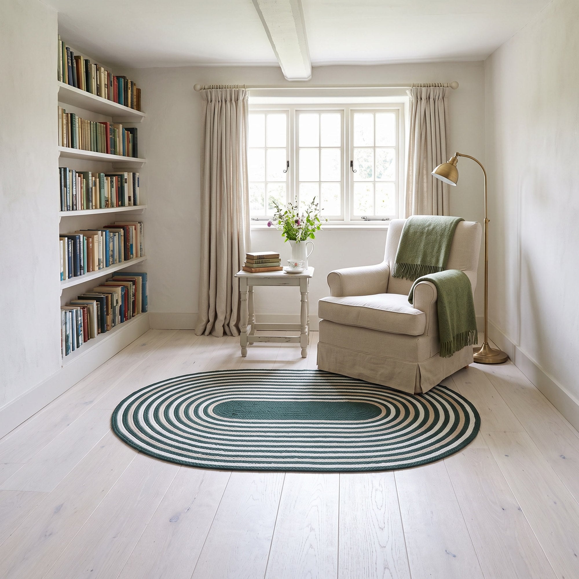 Varina Cotton Braided Rug - Green Oval 3' x 5' #shape_oval