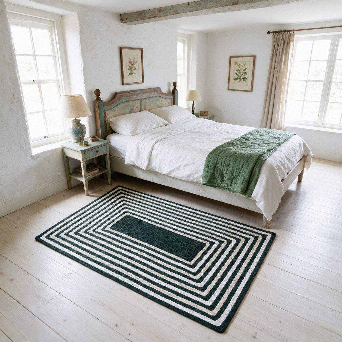Varina Cotton Braided Rug - Green Rectangle 3' x 5' #shape_rectangle