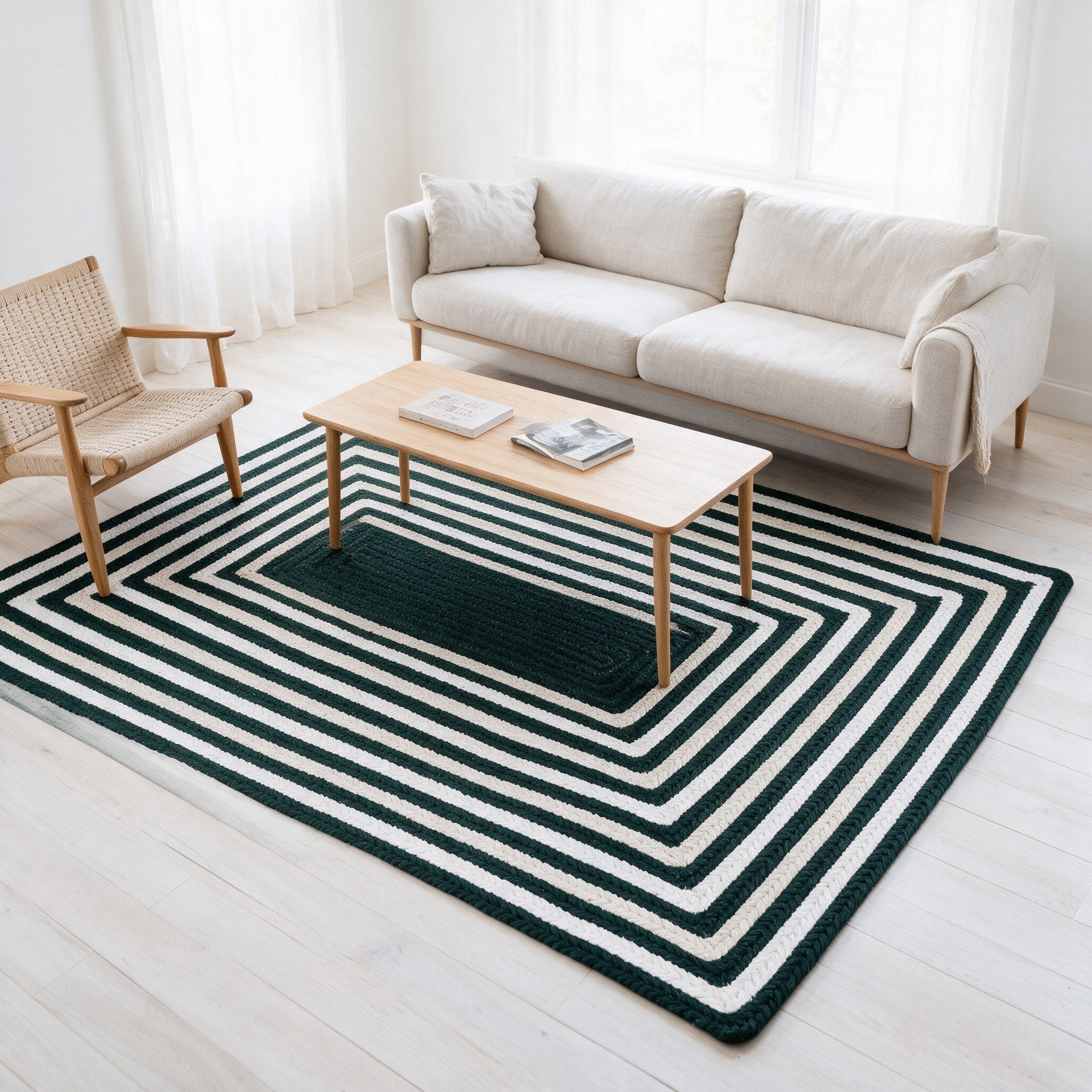 Varina Cotton Braided Rug - Green Rectangle 5' x 7' #shape_rectangle