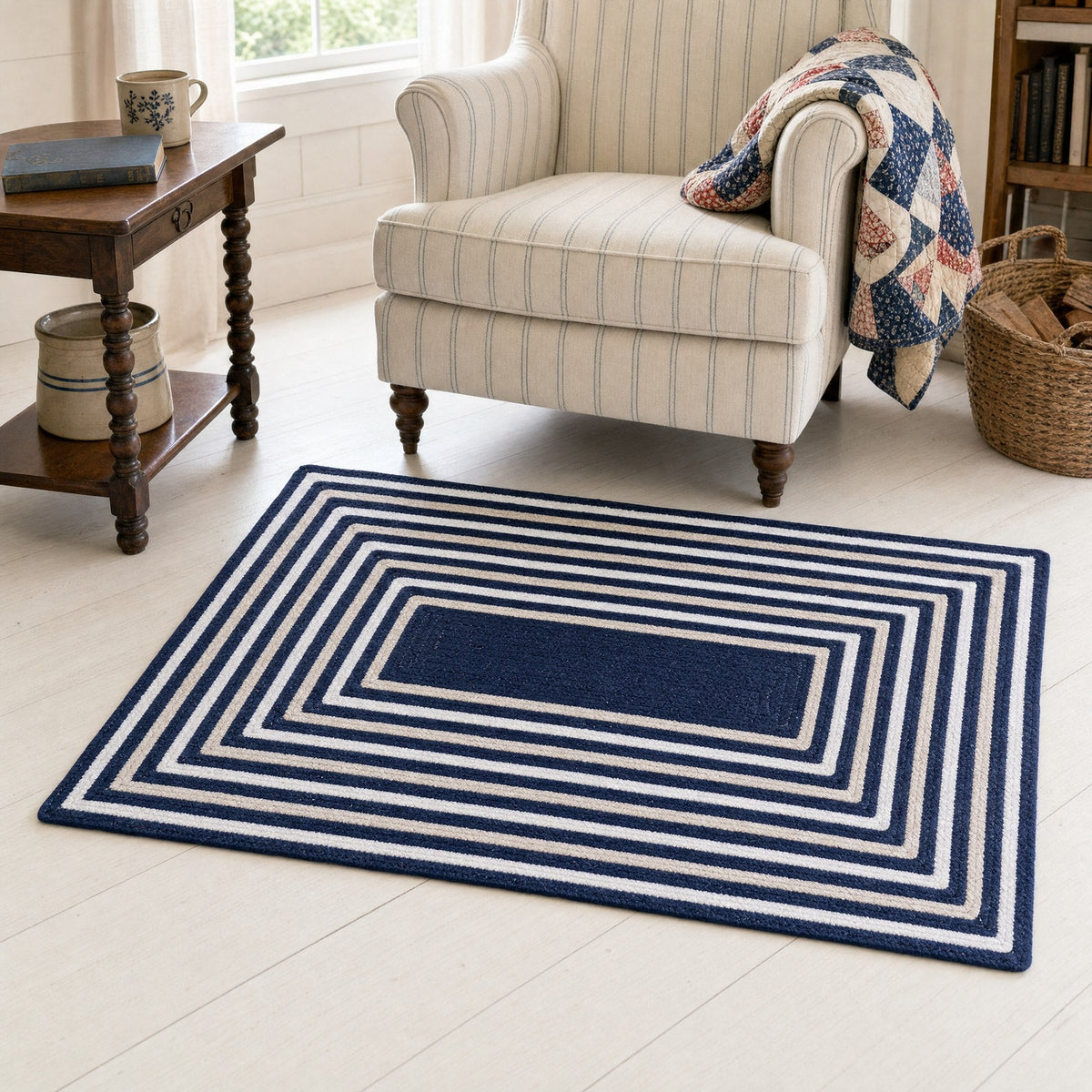 Varina Cotton Braided Rug - Navy Rectangle 2' x 3' #shape_rectangle