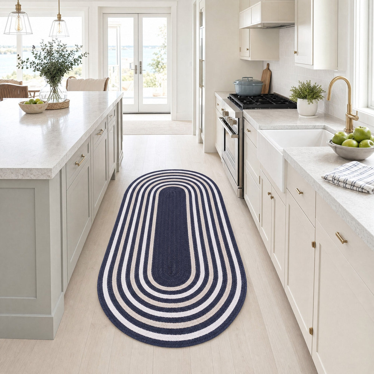 Varina Cotton Braided Rug - Navy Oval 2' x 4' #shape_oval