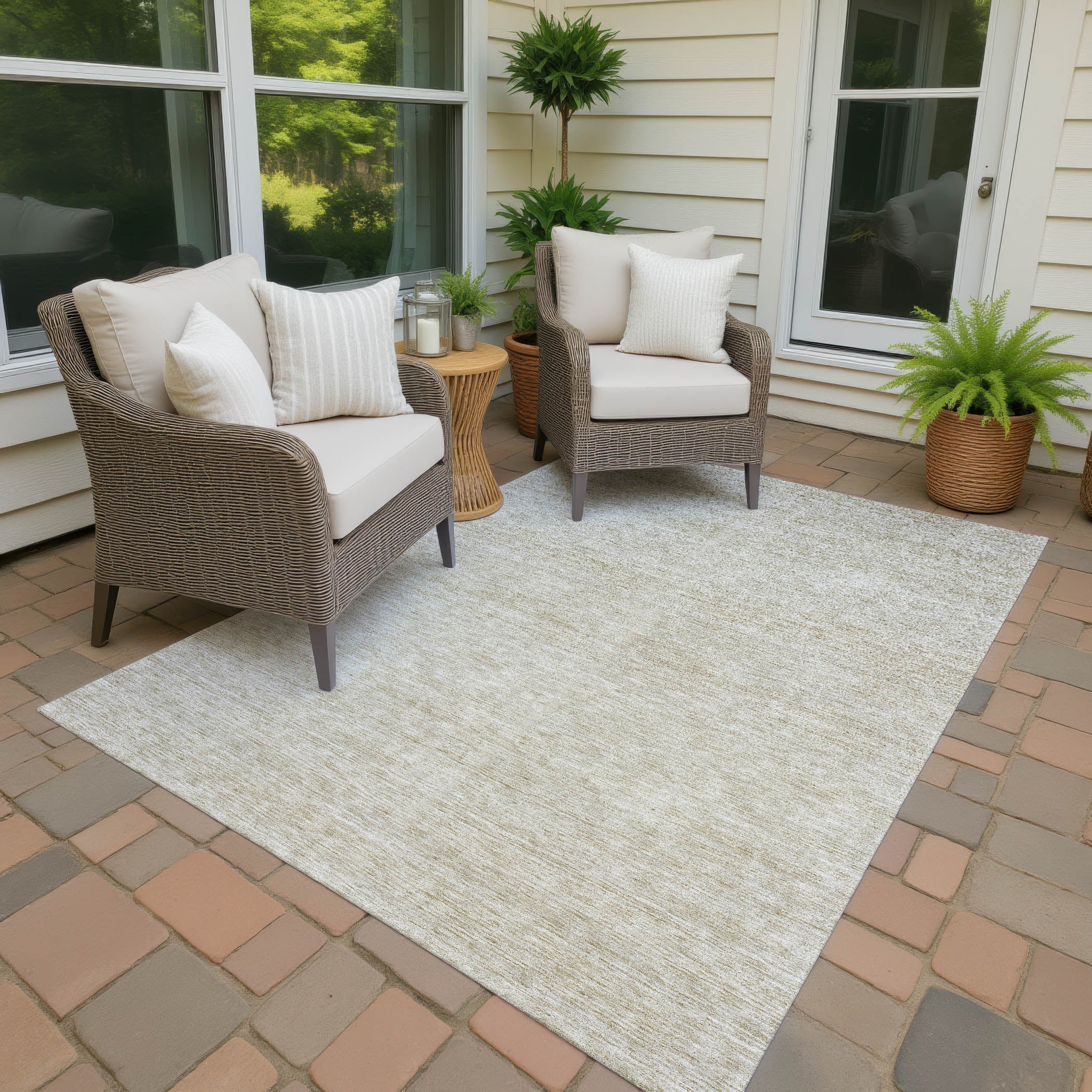 Luxury Washable Indoor/Outdoor Transitional SE1 Beige Brown Rug 1'8" x 2'6" #shape_Rectangle