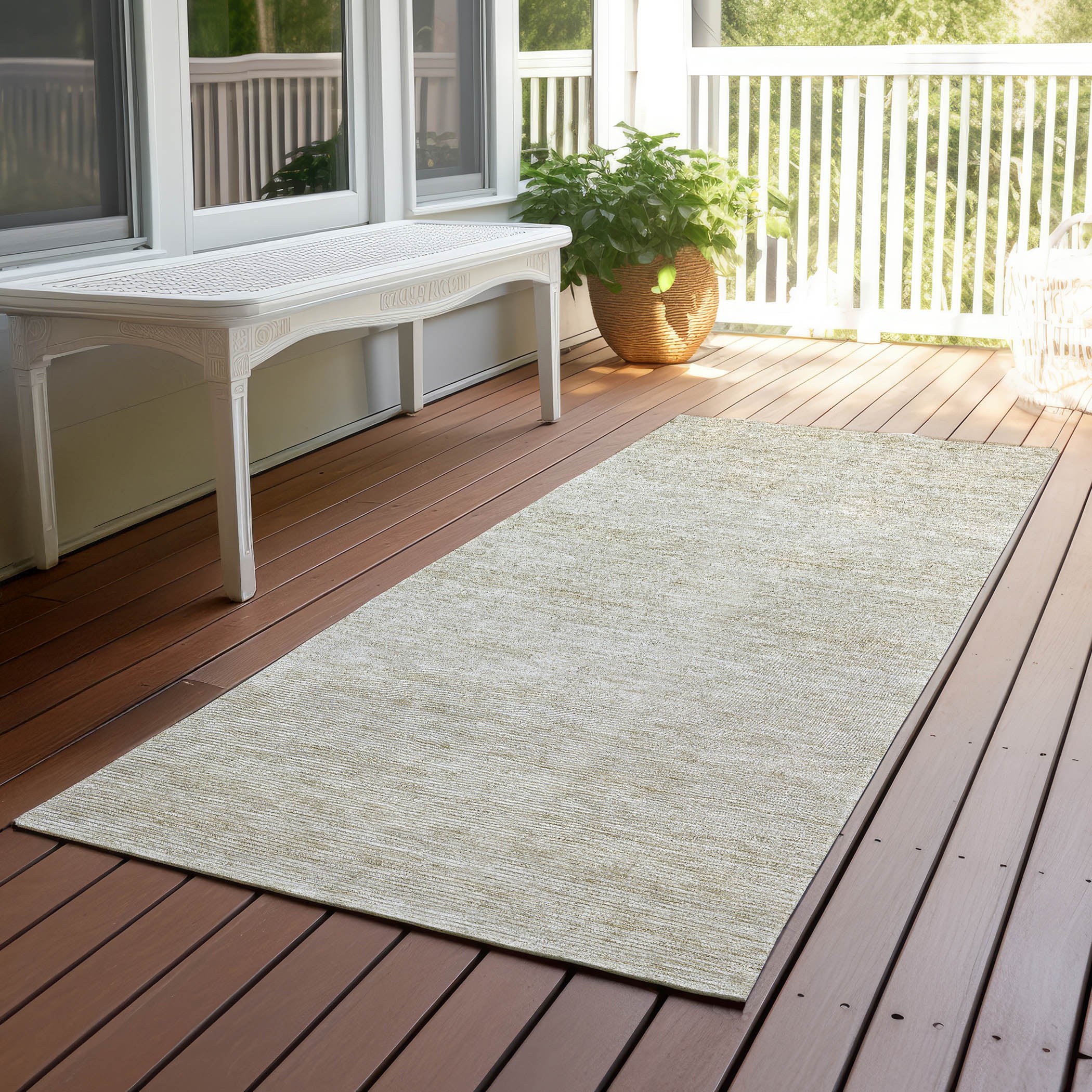 Luxury Washable Indoor/Outdoor Transitional SE1 Beige Brown Rug 2'3" x 7'6" #shape_Runner