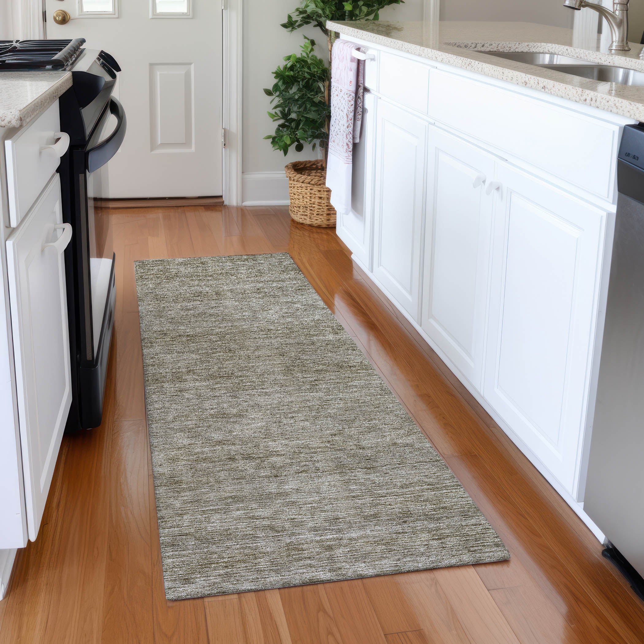 Luxury Washable Indoor/Outdoor Transitional SE1 Flax Ivory Rug 2'3" x 7'6" #shape_Runner