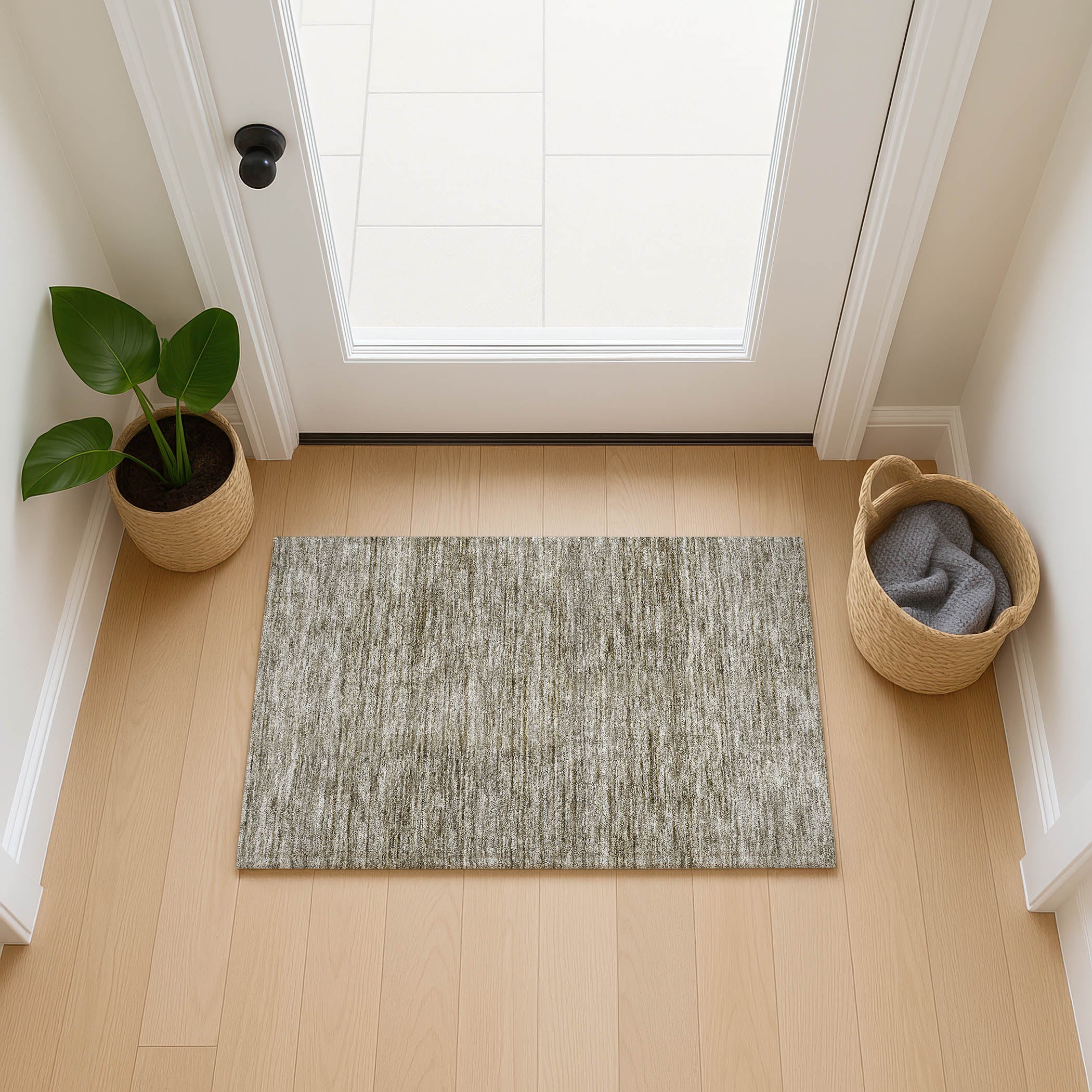 Luxury Washable Indoor/Outdoor Transitional SE1 Flax Ivory Rug 1'8" x 2'6" #shape_Rectangle