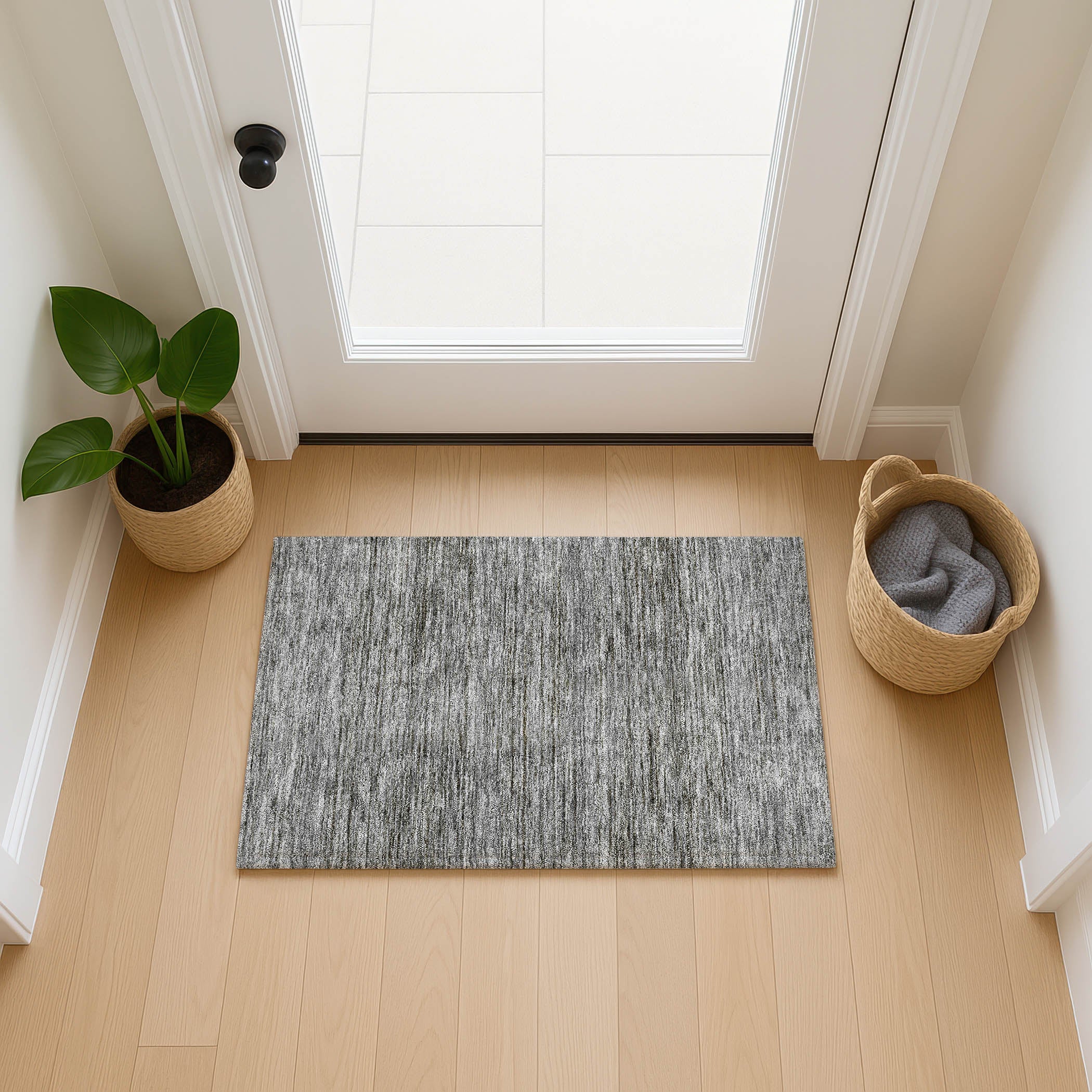 Luxury Washable Indoor/Outdoor Transitional SE1 Gray Rug 1'8" x 2'6" #shape_Rectangle