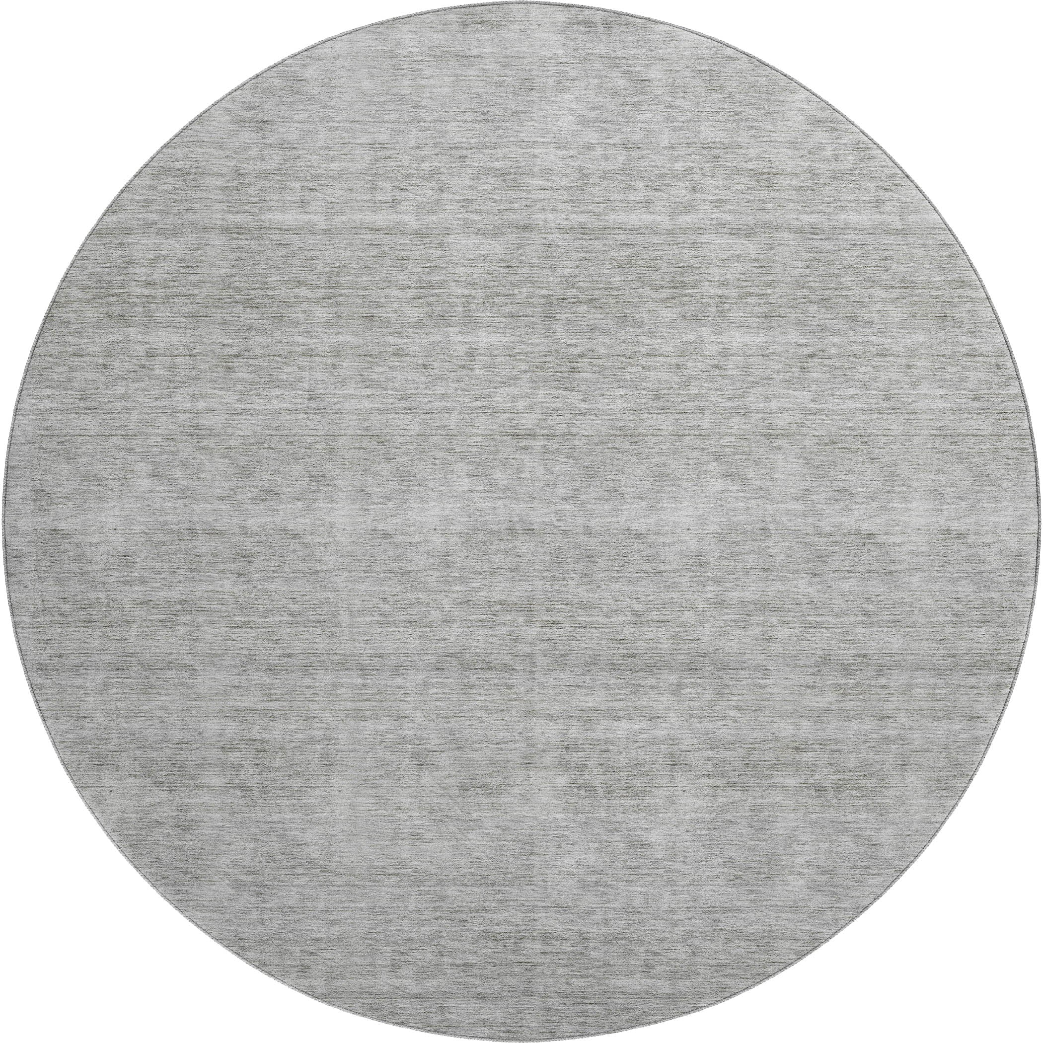Luxury Washable Indoor/Outdoor Transitional SE1 Silver Gray Rug 8' x 8' #shape_Round