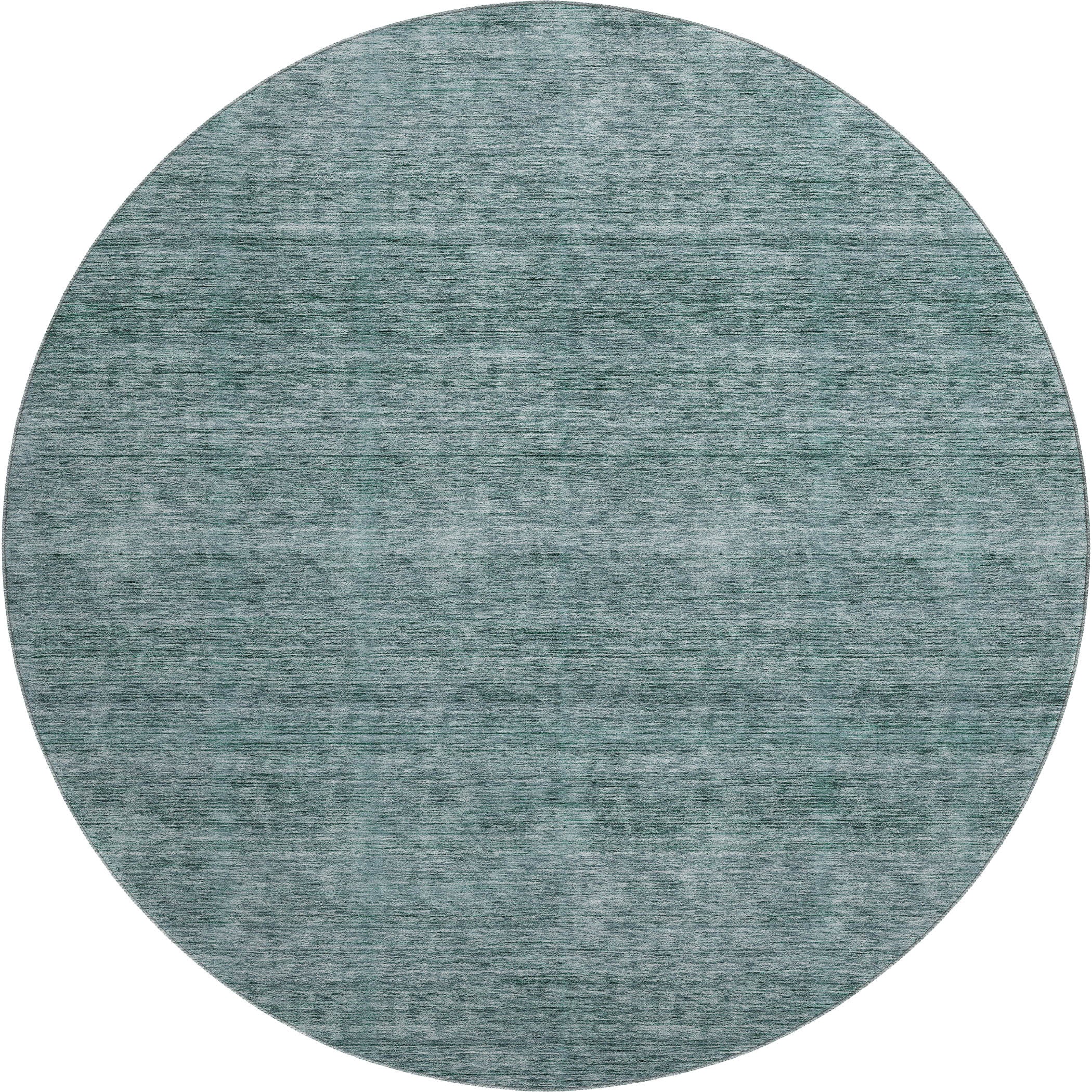 Luxury Washable Indoor/Outdoor Transitional SE1 Teal Rug 8' x 8' #shape_Round