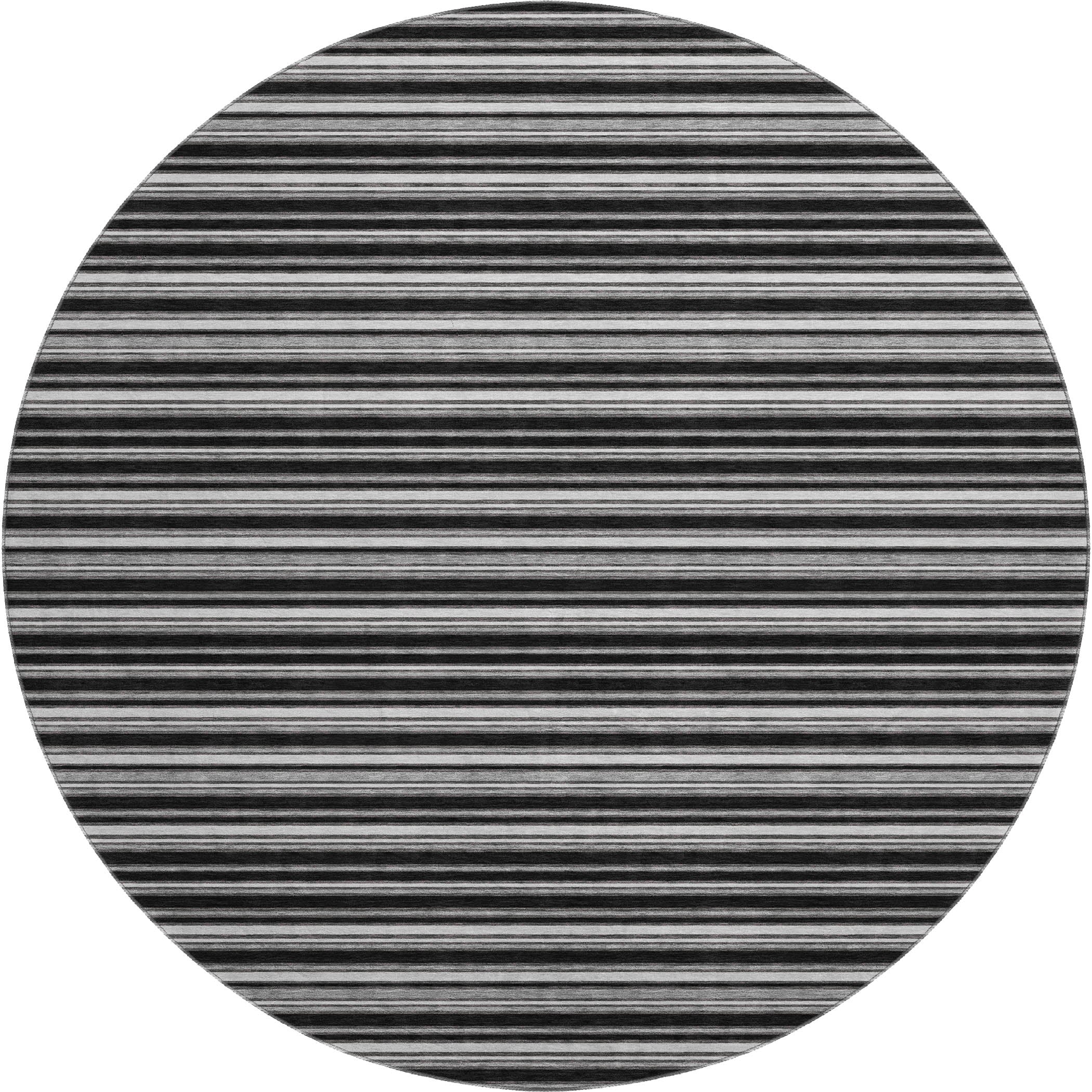 Luxury Washable Indoor/Outdoor Transitional SE2 Black Rug 8' x 8' #shape_Round