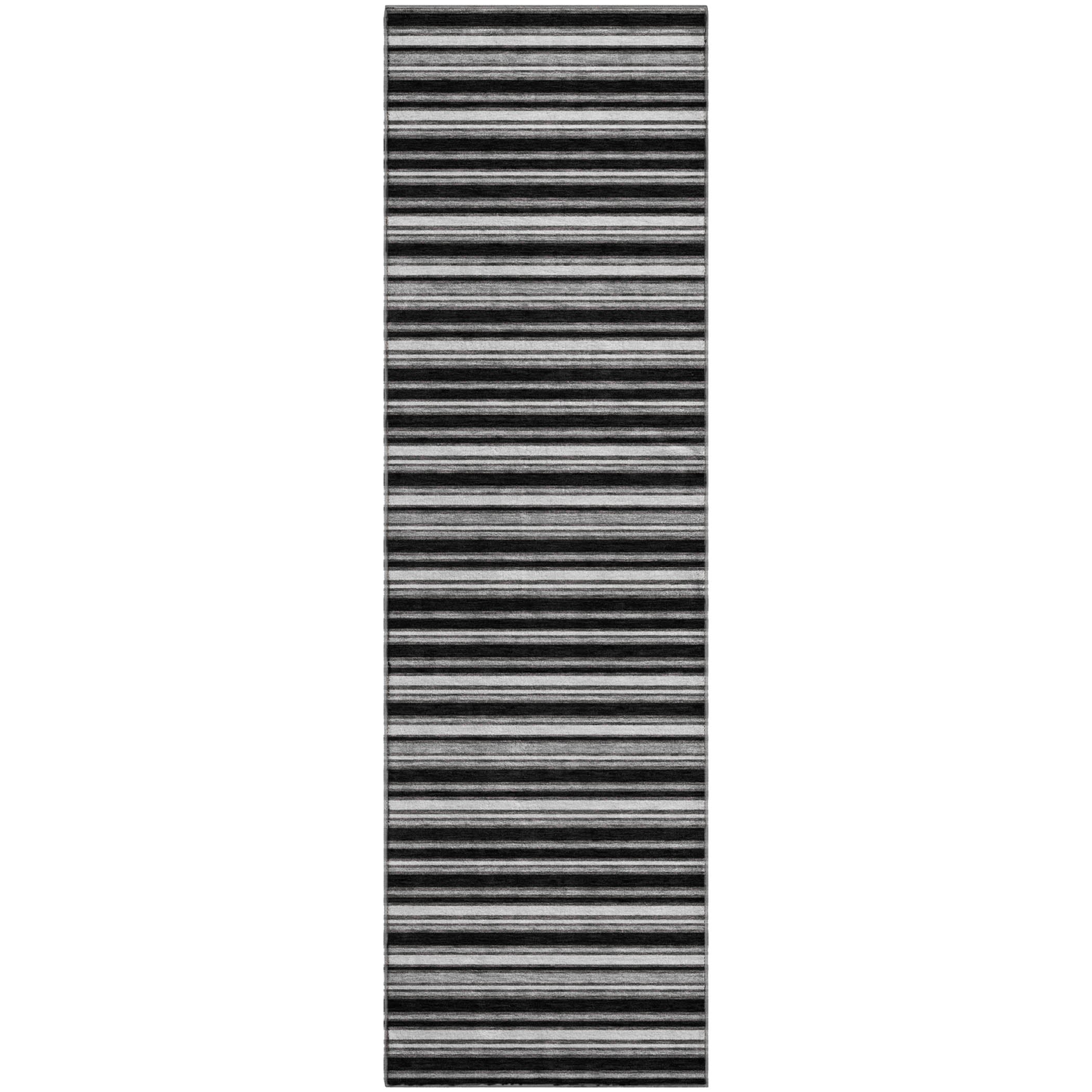 Luxury Washable Indoor/Outdoor Transitional SE2 Black Rug 2'3" x 7'6" #shape_Runner